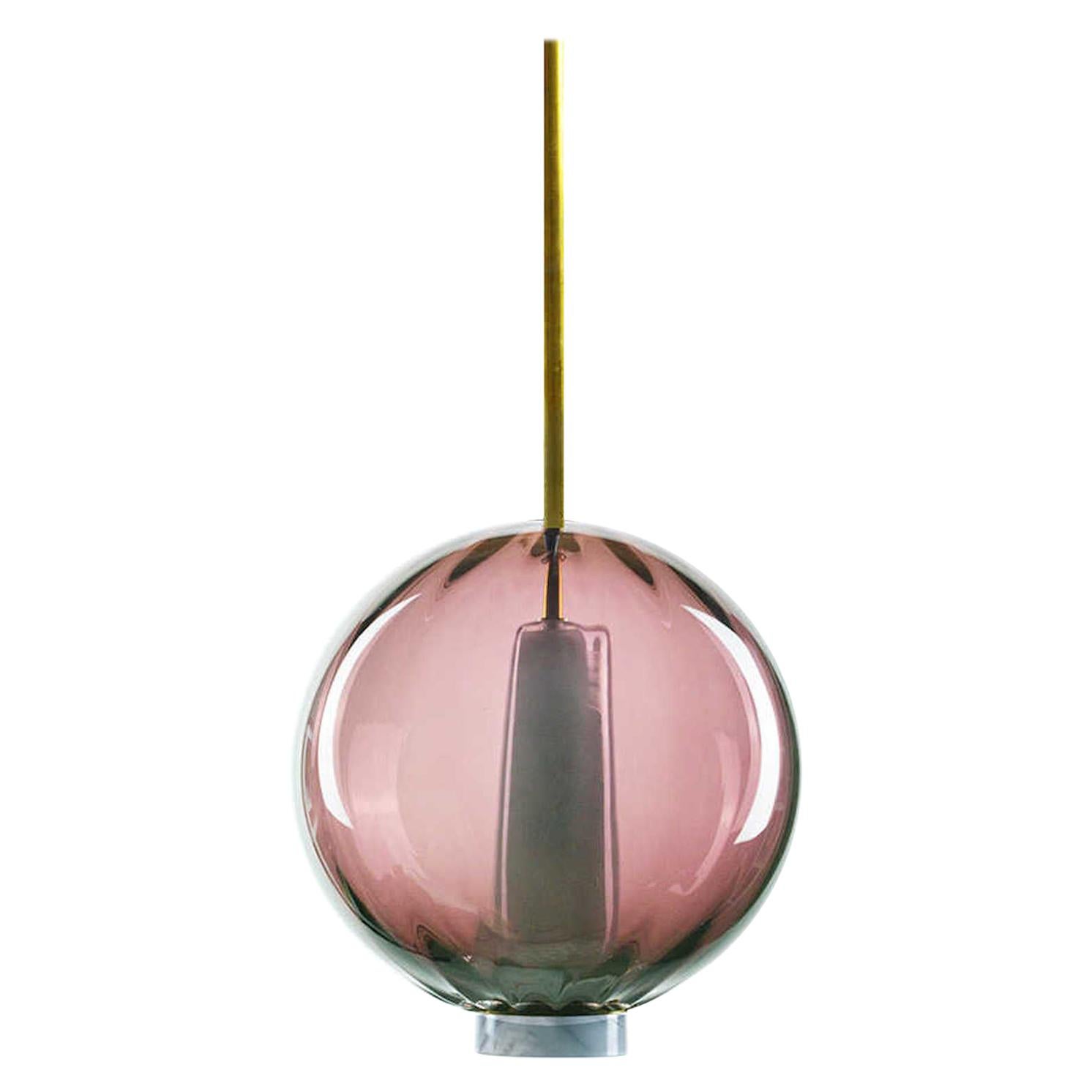 Atelier George Globe Pendant Light in Purple Blown Glass
