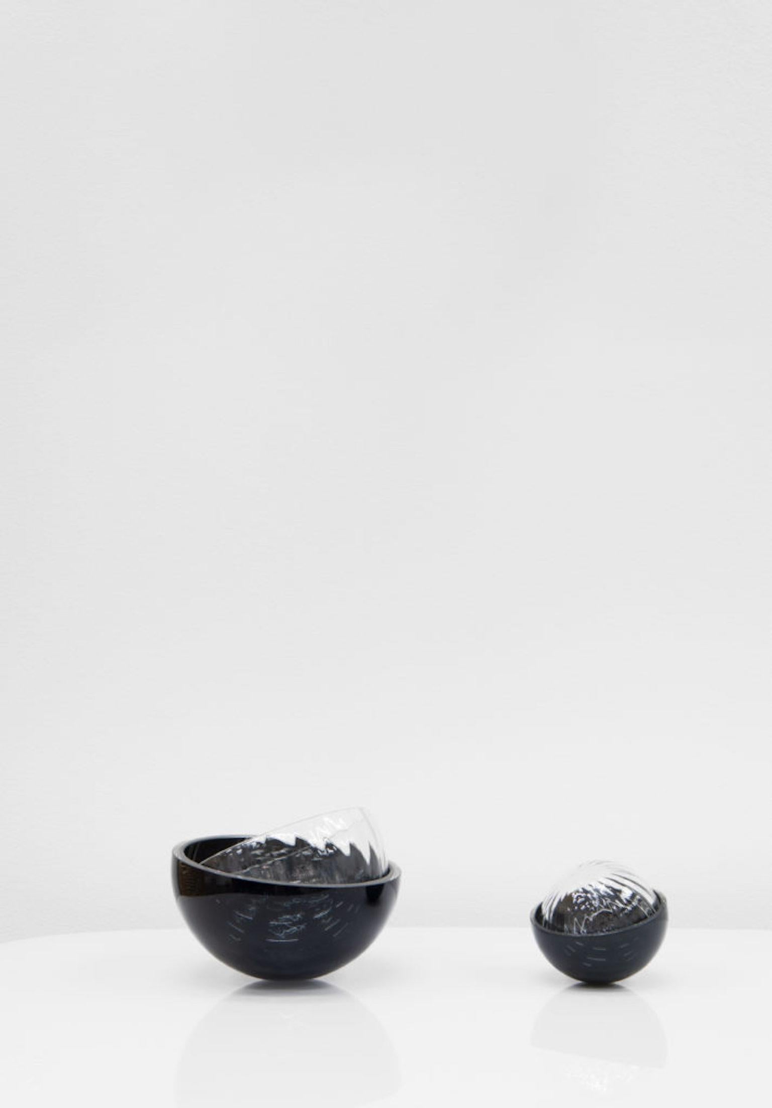 Minimalist Atelier George Pair of Boxes in Blown Smoked Glass