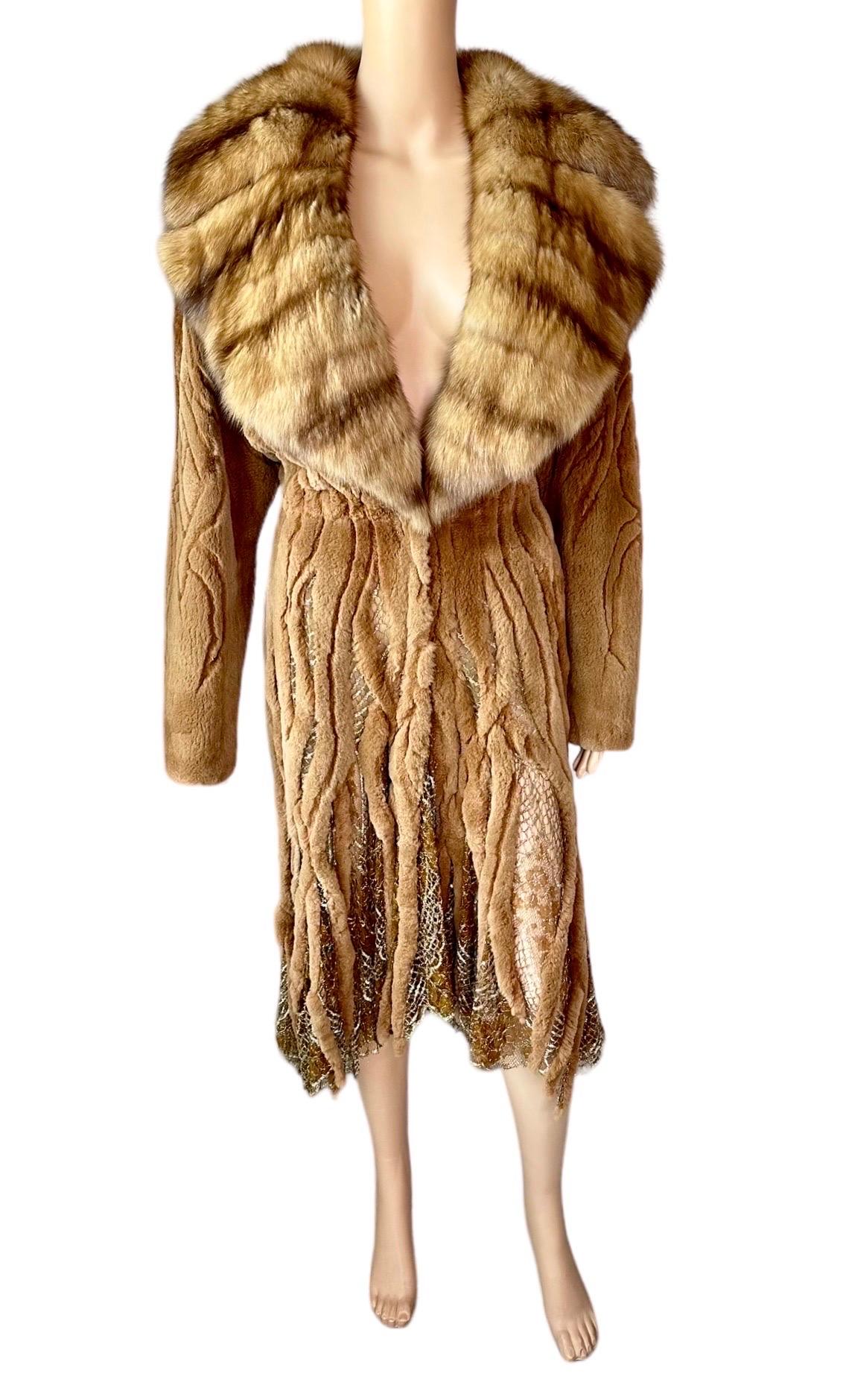Atelier Gianni Versace c.1996 Fur Cutout Sheer Lace Mesh Panels Jacket Coat For Sale 6
