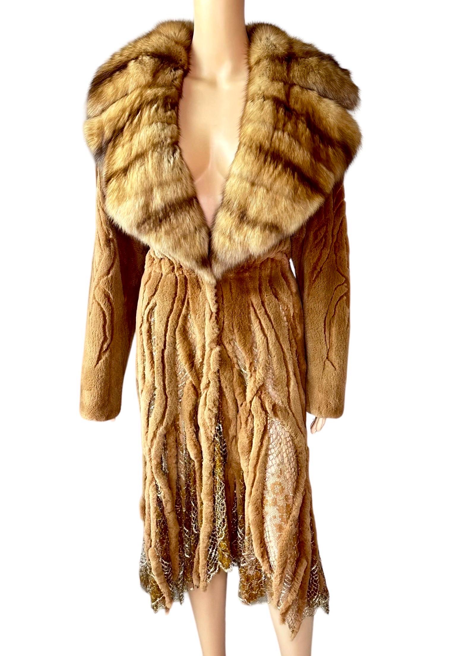 Atelier Gianni Versace c.1996 Fur Cutout Sheer Lace Mesh Panels Jacket Coat For Sale 10