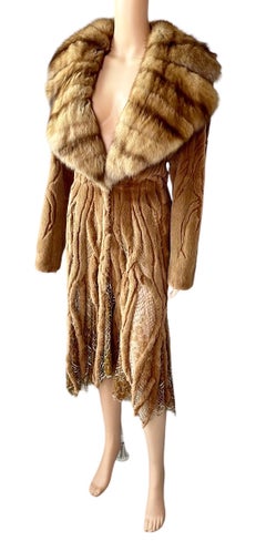 Atelier Gianni Versace c.1996 Fur Cutout Sheer Lace Mesh Panels Jacket Coat