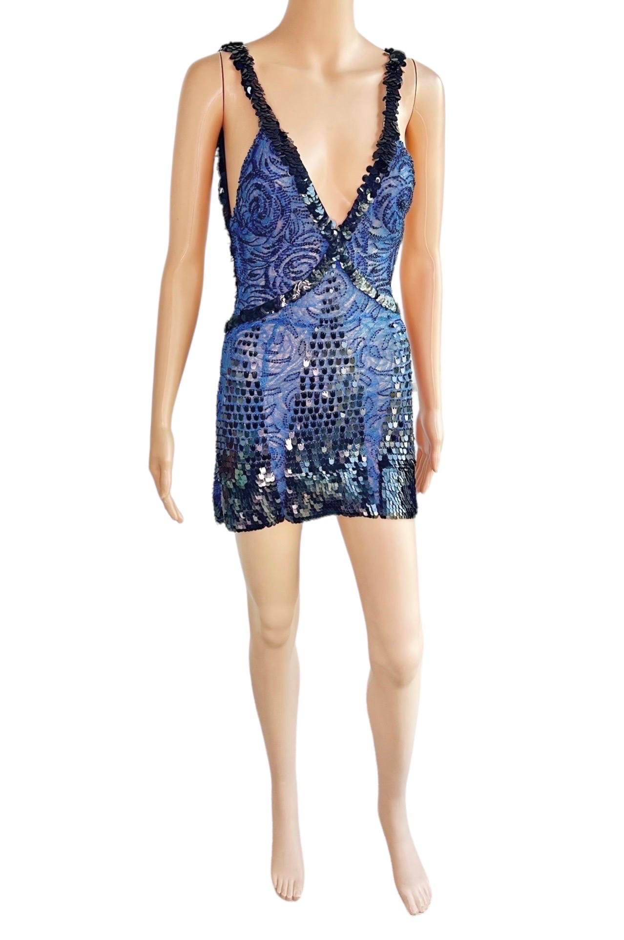 Atelier Gianni Versace Couture F/W 2001 Runway Embellished Sheer Lace Mini Dress 5