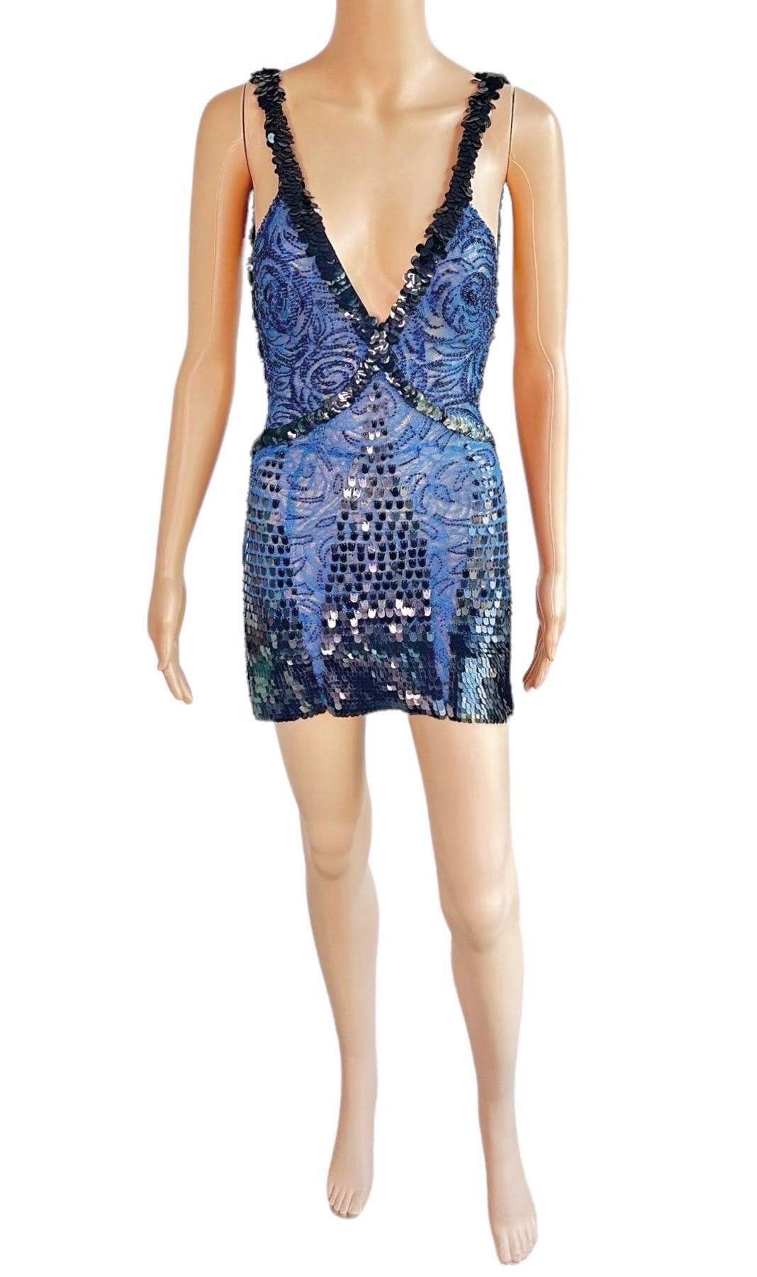 Atelier Gianni Versace Couture F/W 2001 Runway Embellished Sheer Lace Mini Dress 6