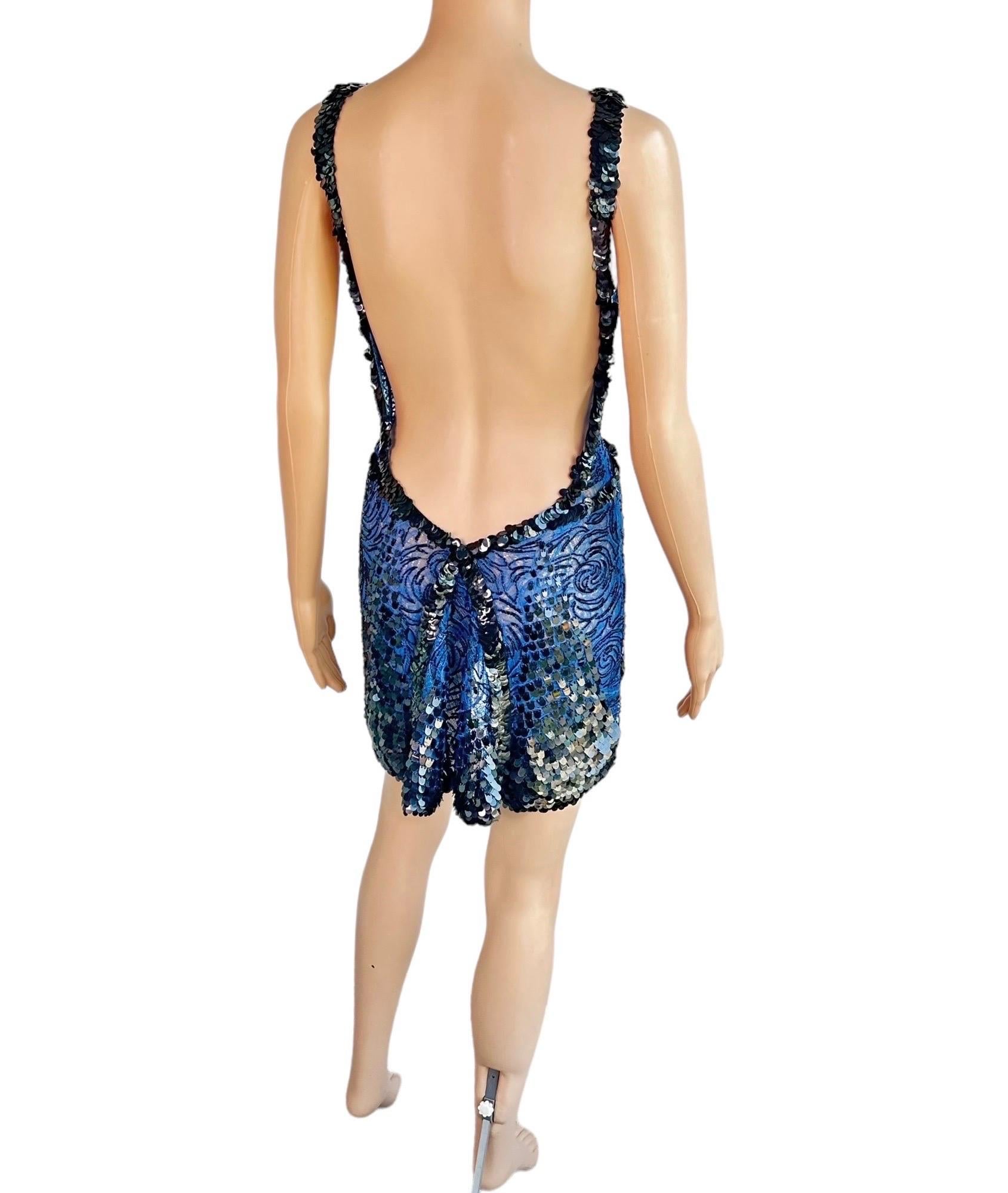 Atelier Gianni Versace Couture F/W 2001 Runway Embellished Sheer Lace Mini Dress 10