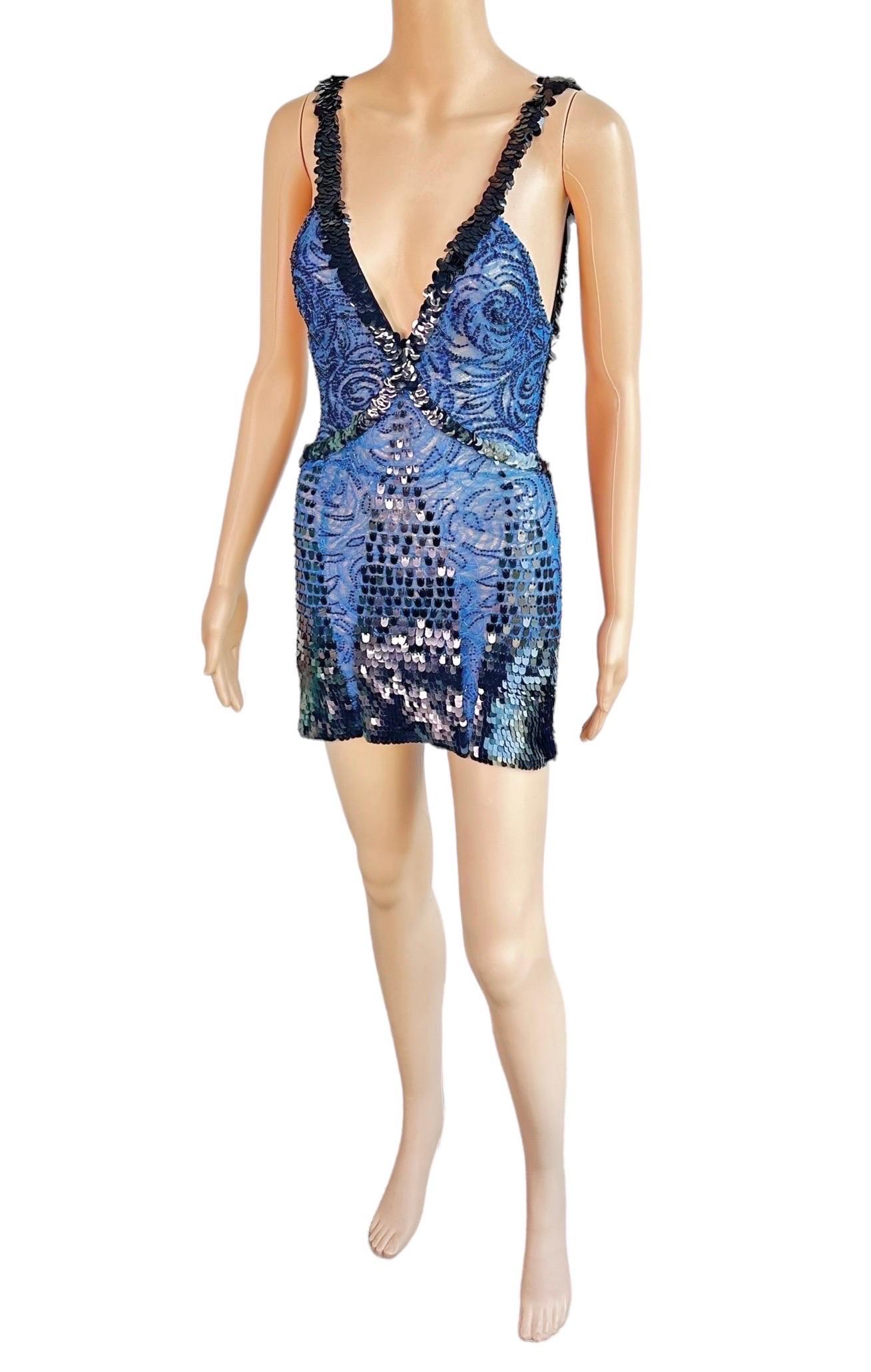 Atelier Gianni Versace Couture F/W 2001 Runway Embellished Sheer Lace Mini Dress 11
