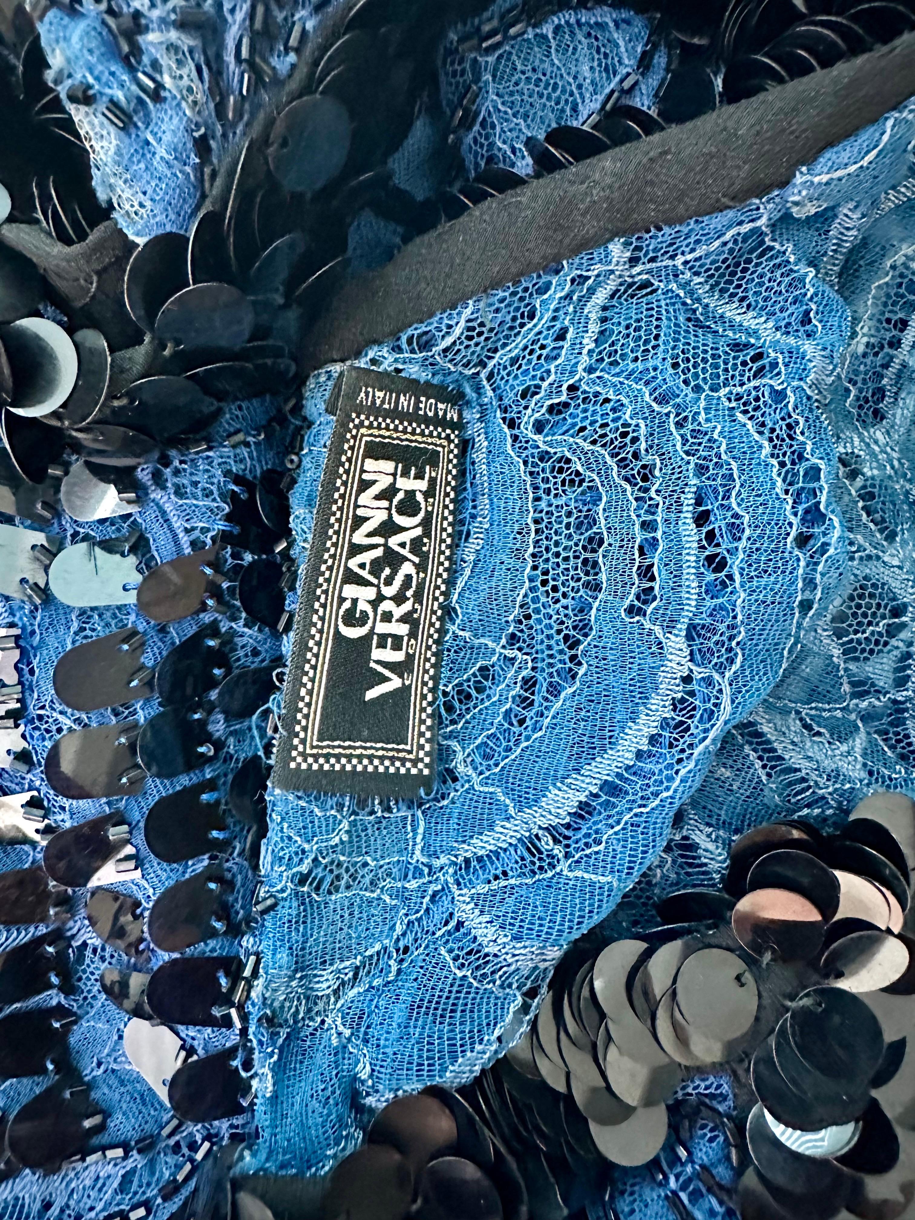 Atelier Gianni Versace Couture F/W 2001 Runway Embellished Sheer Lace Mini Dress 13