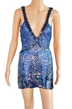 Atelier Gianni Versace Couture F/W 2001 Runway Embellished Sheer Lace Mini Dress