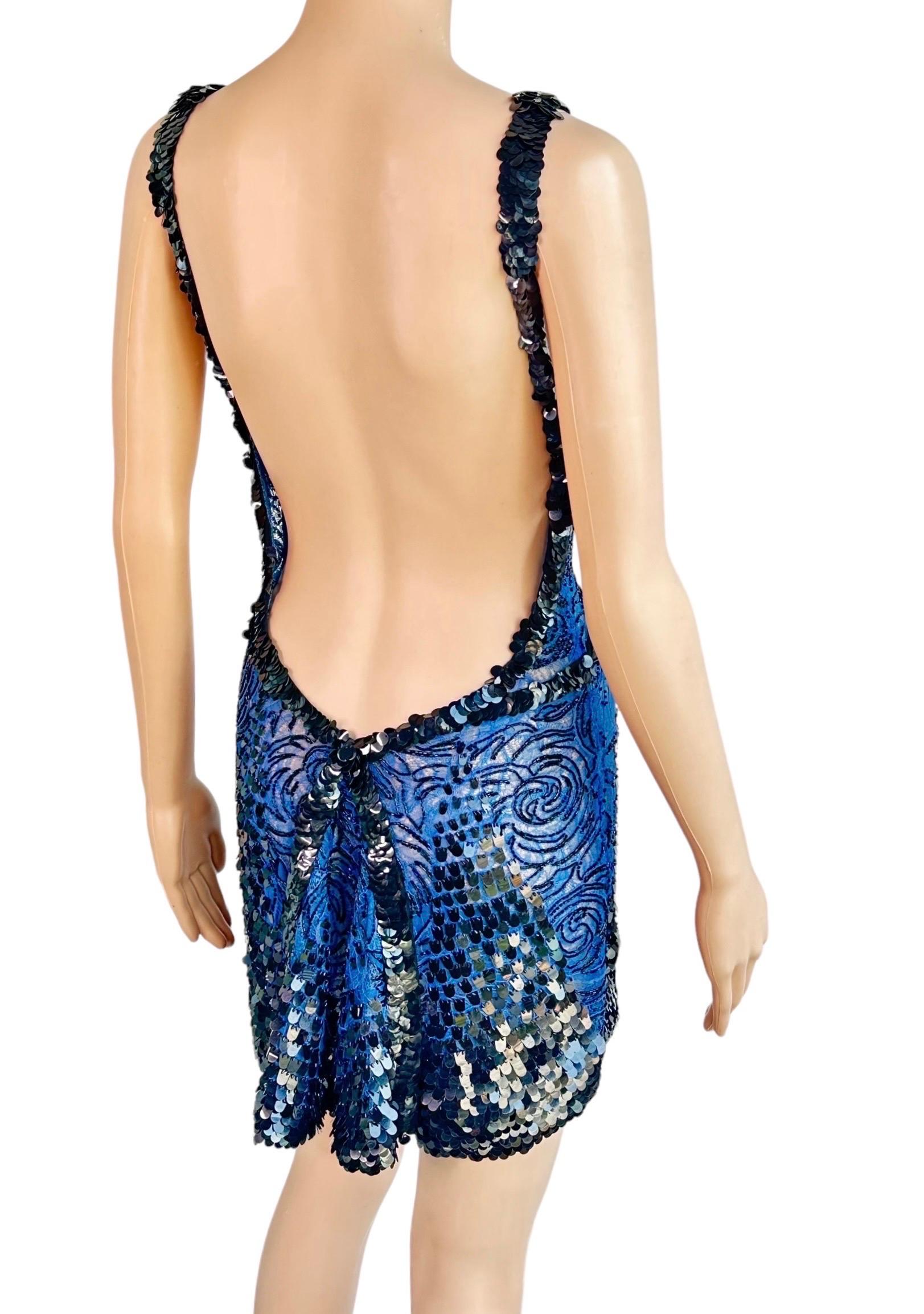 Atelier Gianni Versace Couture F/W 2001 Runway Embellished Sheer Lace Mini Dress 3