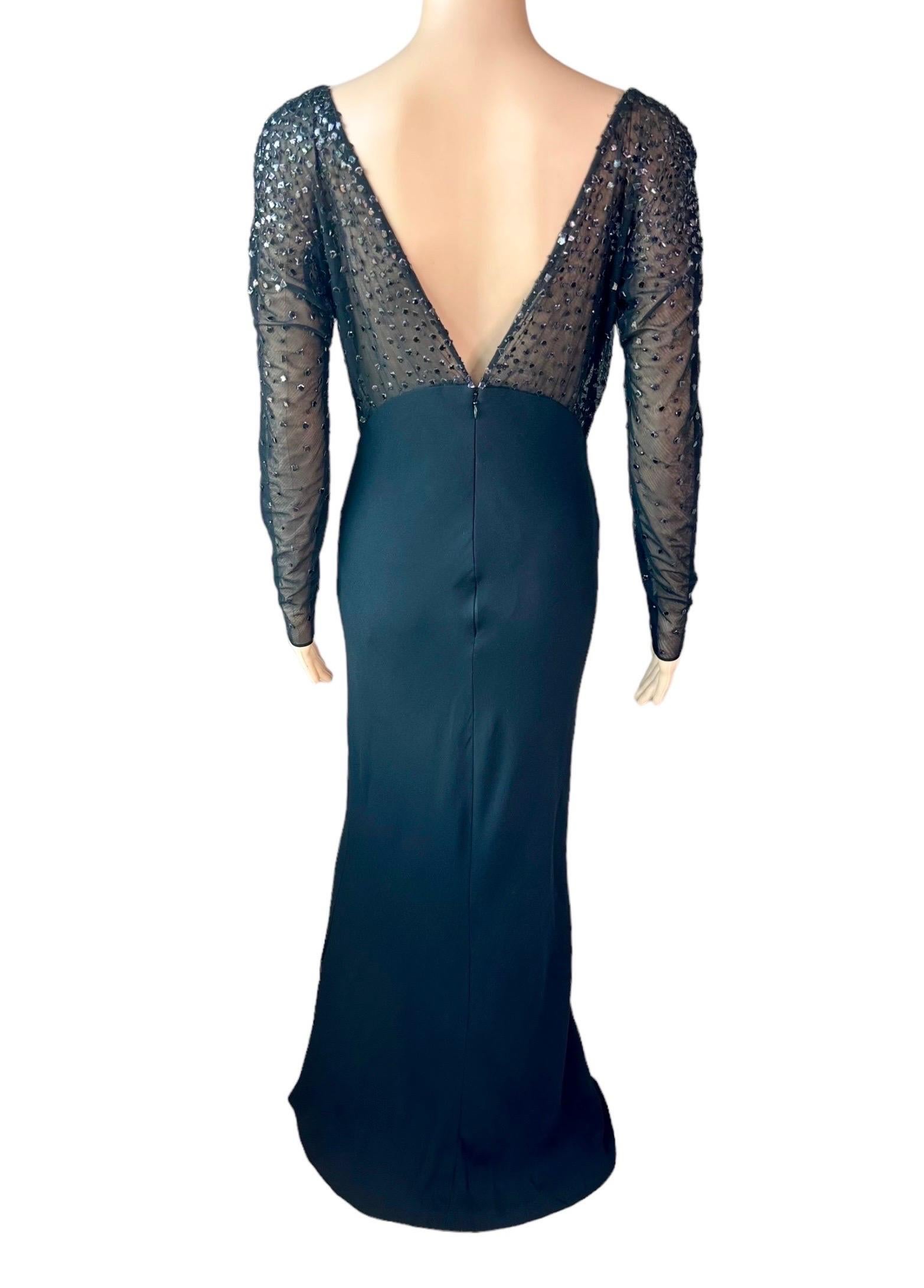 Atelier Gianni Versace Haute Couture F/W 1996 Embellished Sheer Evening Dress For Sale 5