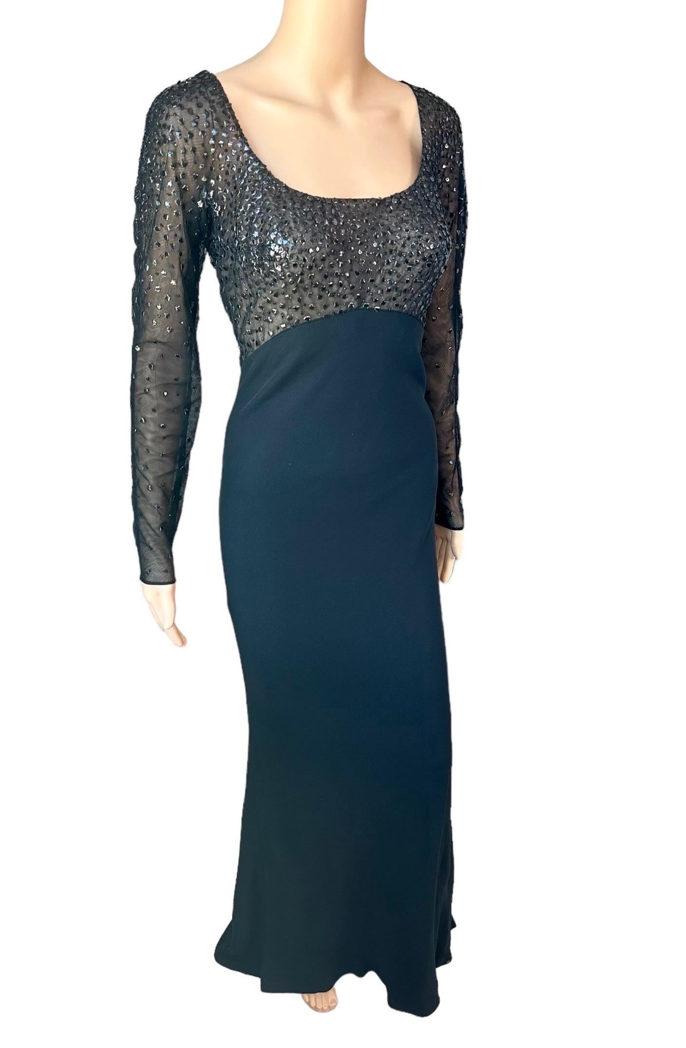 Atelier Gianni Versace Haute Couture F/W 1996 Embellished Sheer Evening Dress For Sale 6