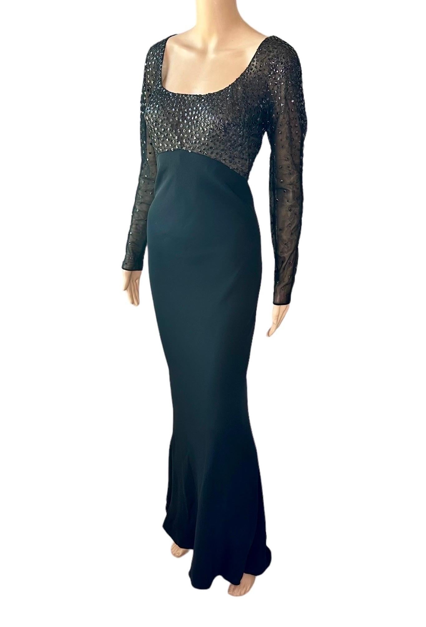 Women's Atelier Gianni Versace Haute Couture F/W 1996 Embellished Sheer Evening Dress For Sale