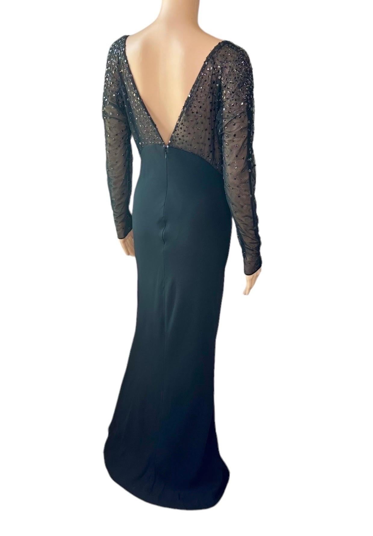 Atelier Gianni Versace Haute Couture F/W 1996 Embellished Sheer Evening Dress For Sale 2