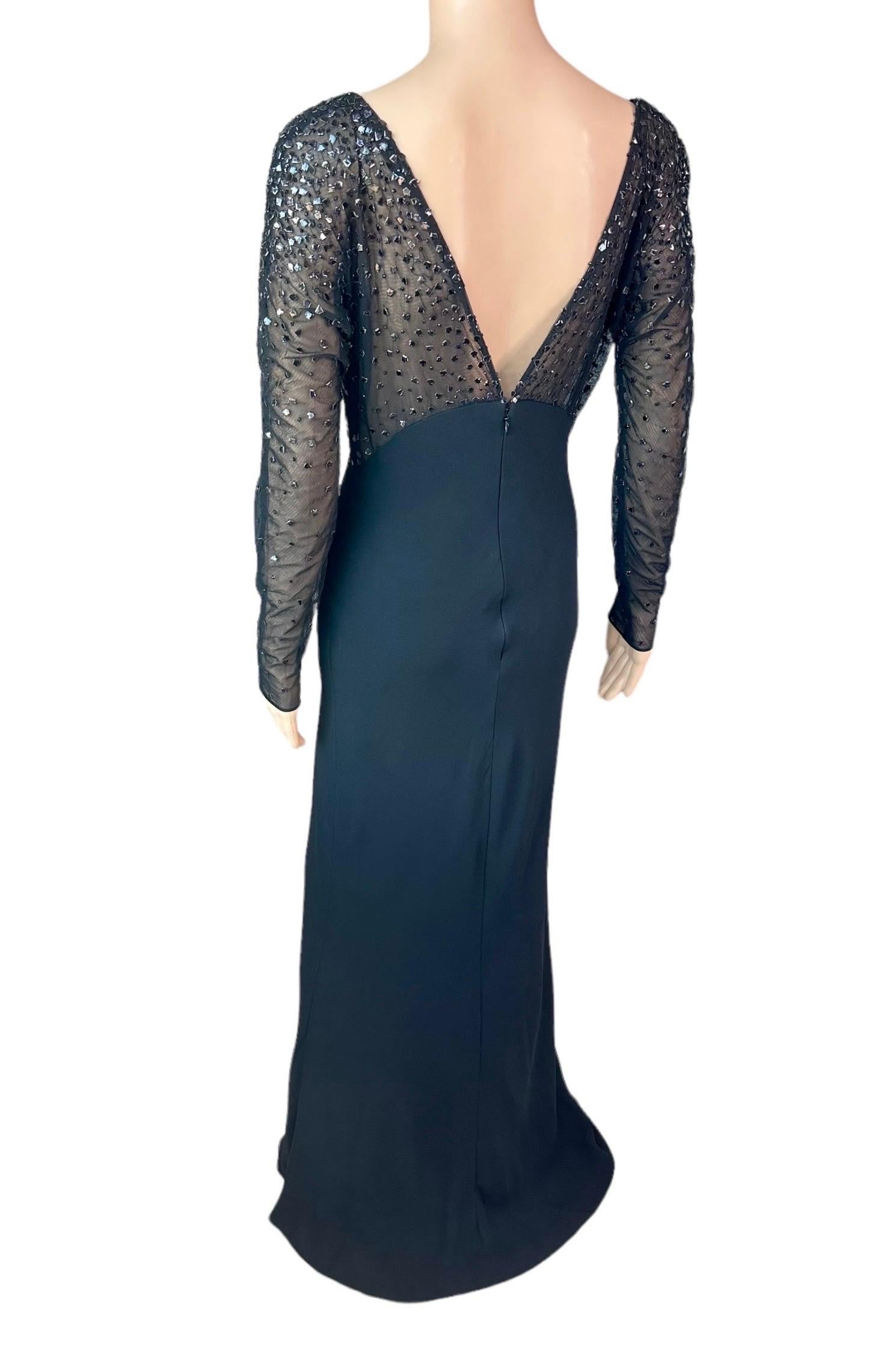 Atelier Gianni Versace Haute Couture F/W 1996 Embellished Sheer Evening Dress For Sale 3