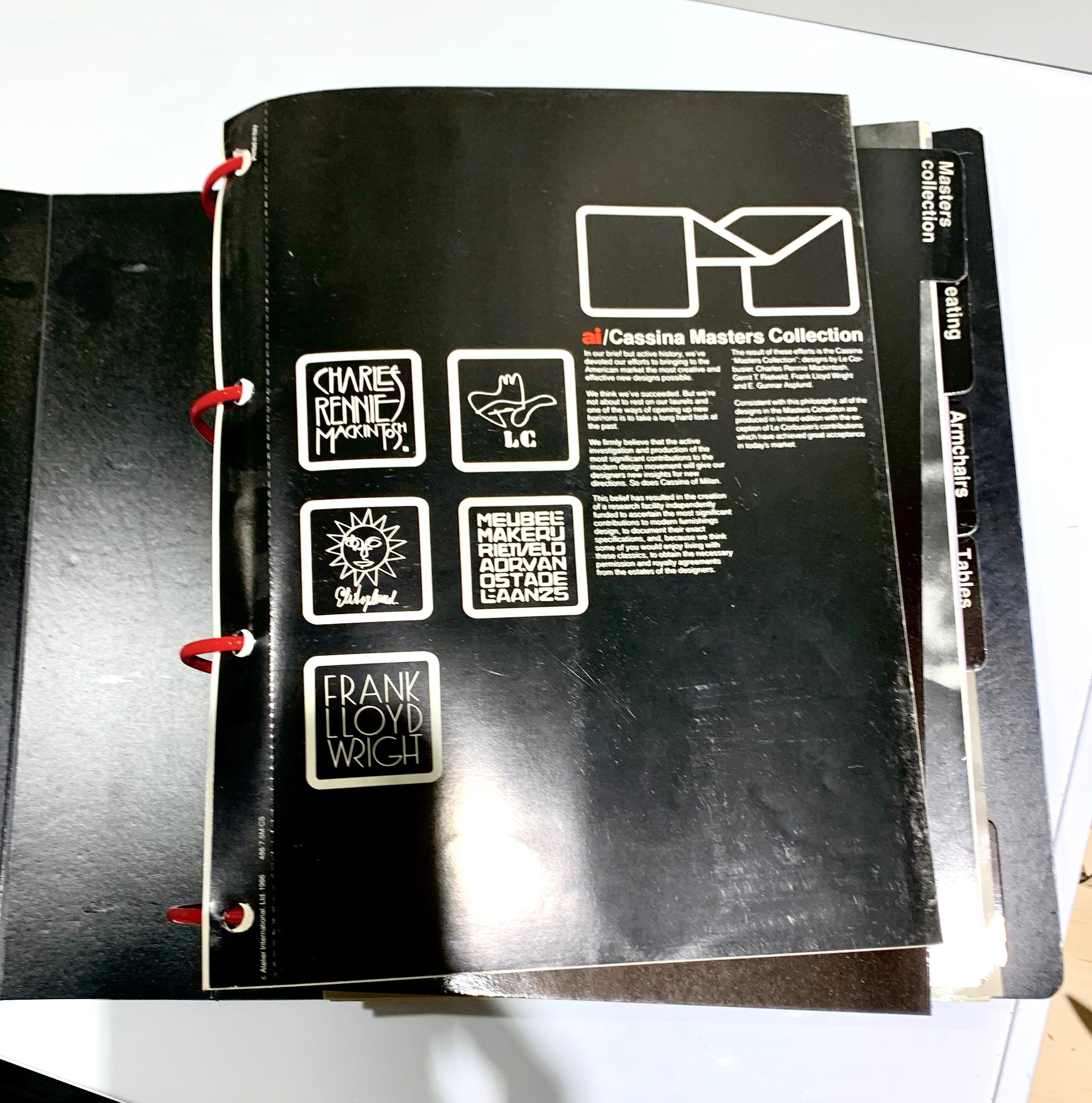 Atelier International Limited & Cassina Trade catalogue Binder, 1988. Rare anthology of Cassina / AI offerings including the Master’s Collection in the mid to late 1980s — a number of Frank Lloyd Wright rarities / limited editions.