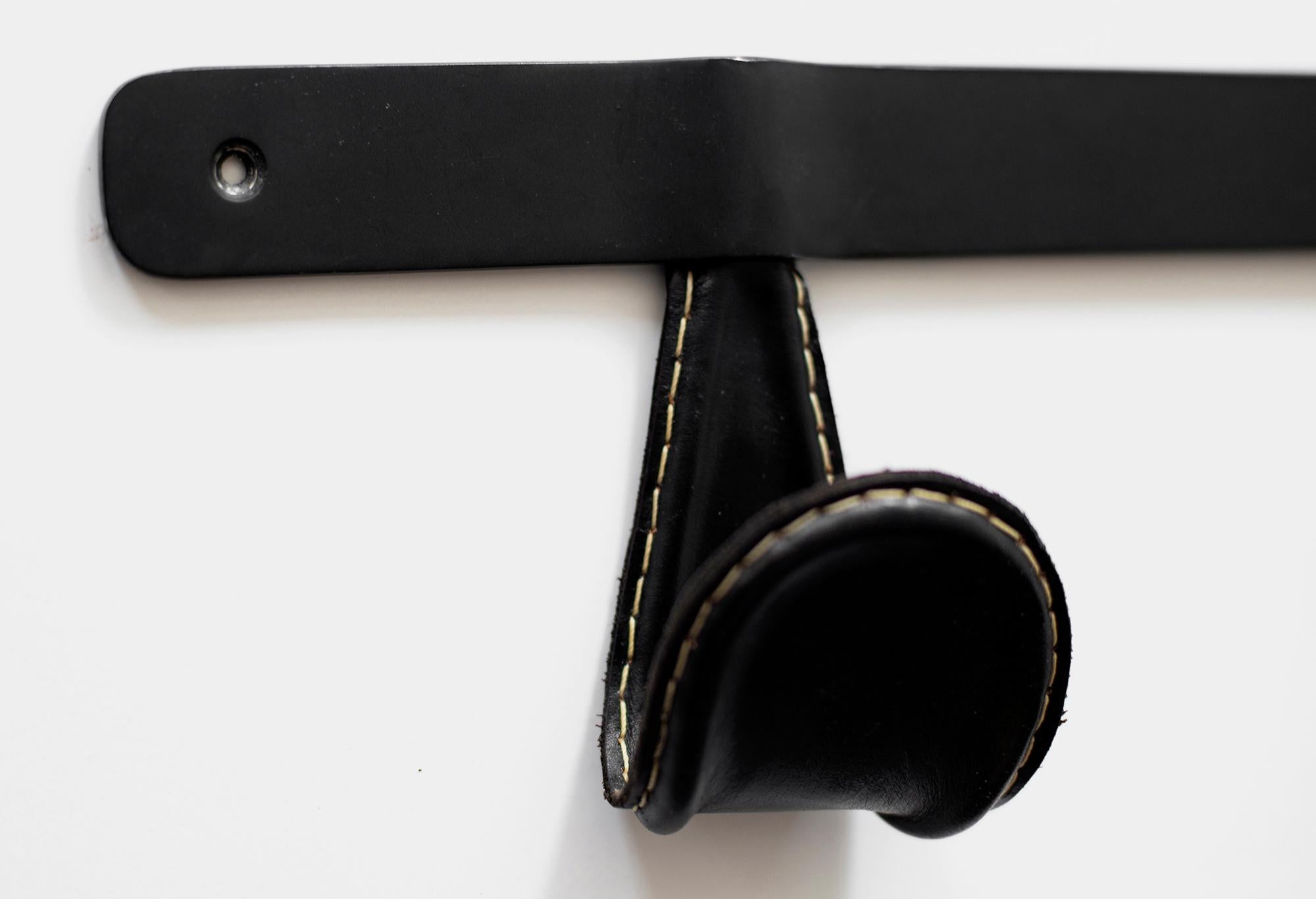 Contemporary Atelier Iron and Leather Coat Rack For Sale