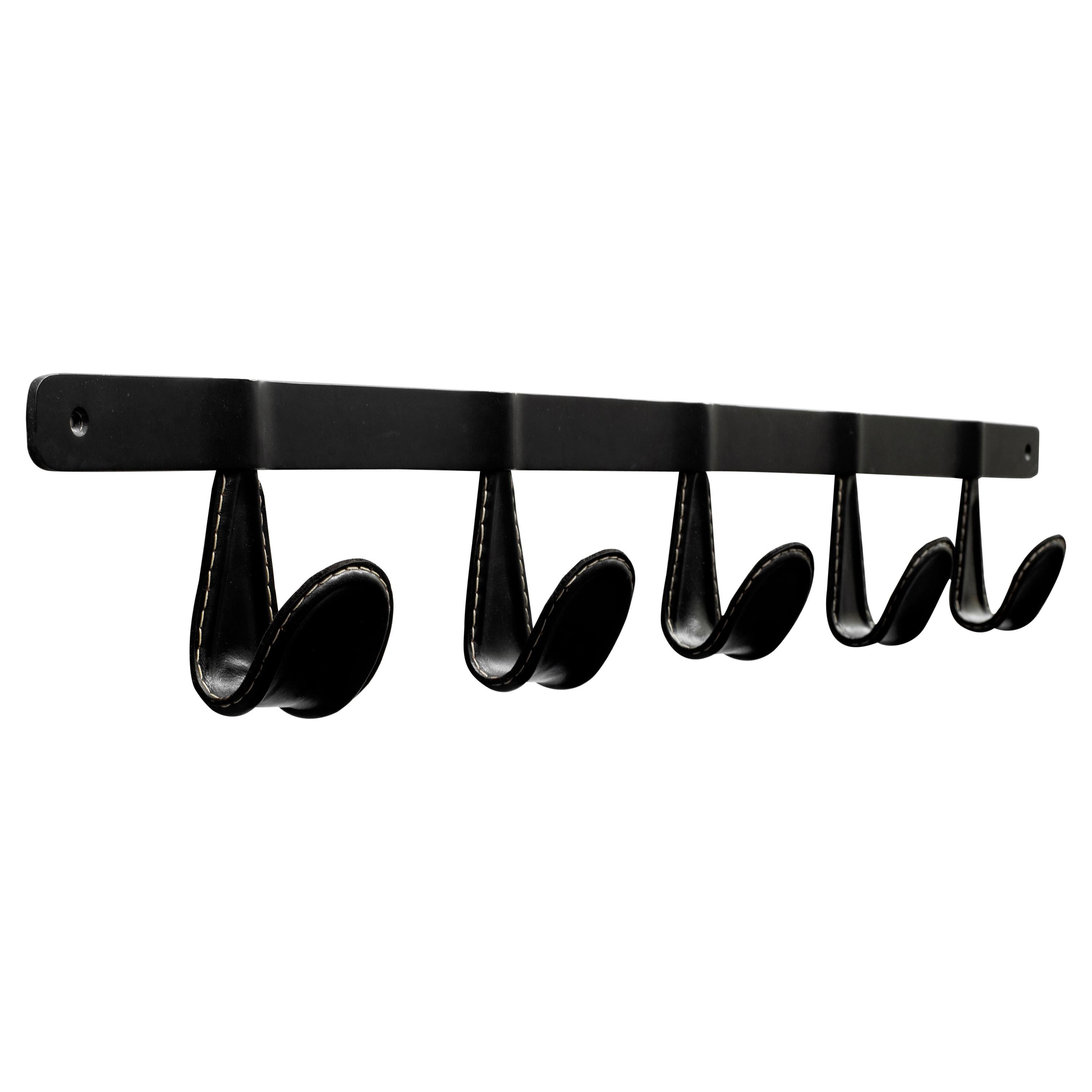 Atelier Iron and Leather Coat Rack For Sale