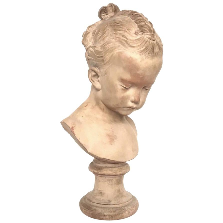 Atelier Jacques Saly Young Girl Bust, Terracotta, 1770s, France