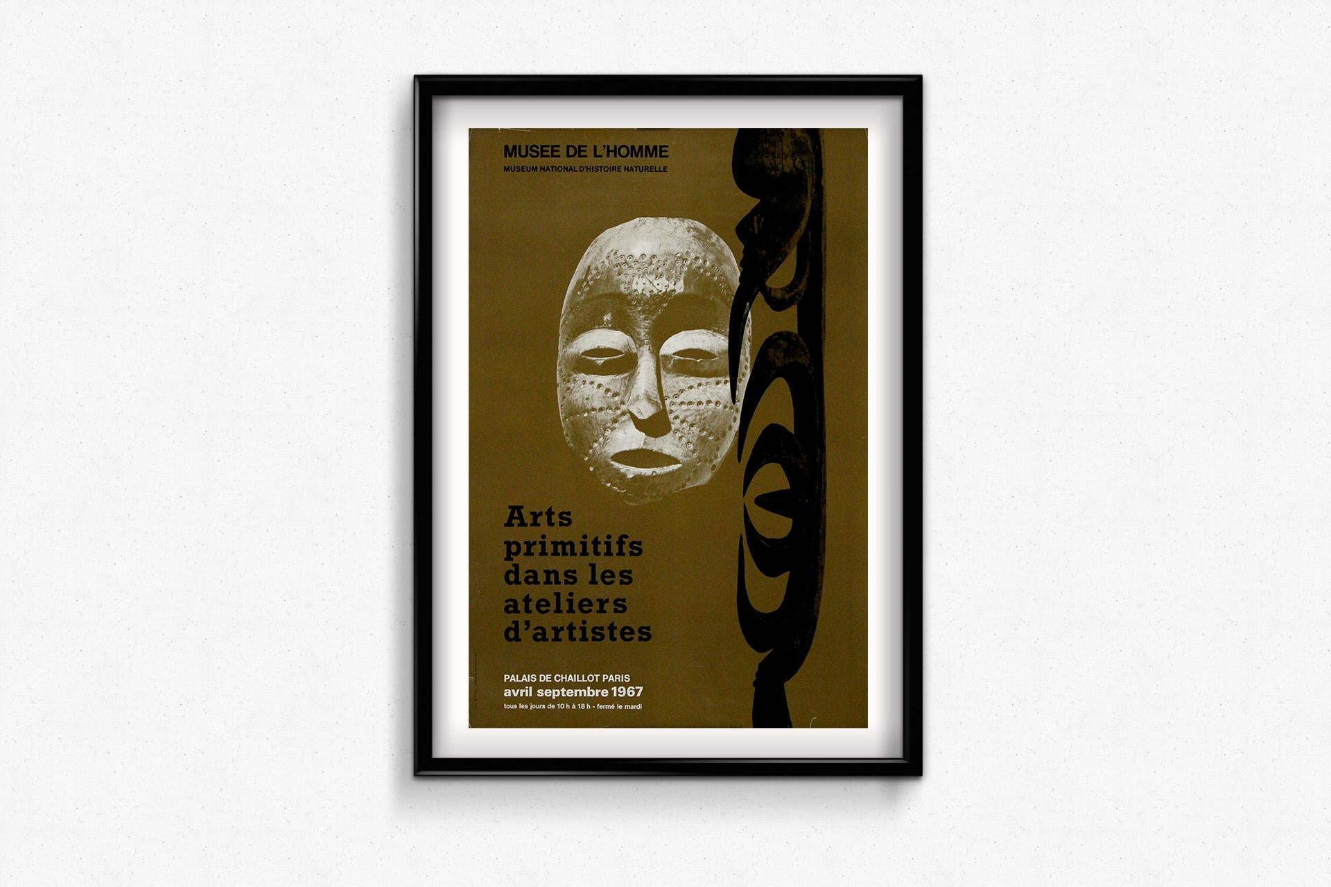 Cartel de exposición original de 1967 - Arts primitifs dans les ateliers d'artistes en venta 1