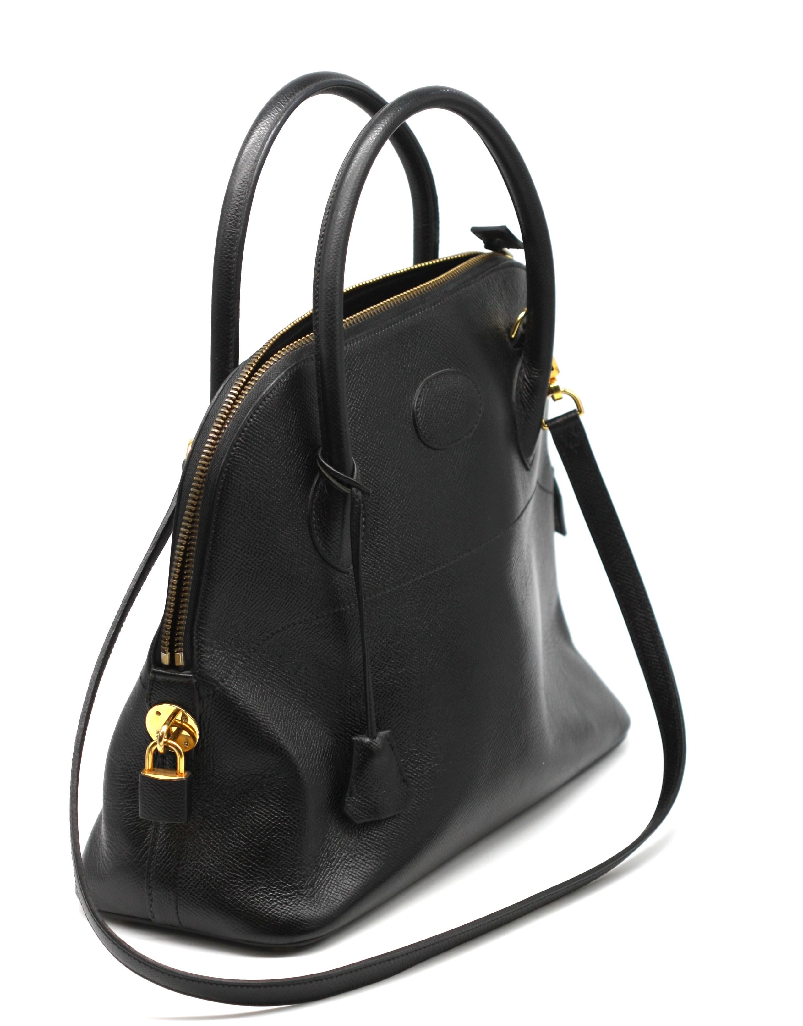 Atelier J.P. Renard Black Leather Bolide Type Handbag In Good Condition For Sale In West Palm Beach, FL