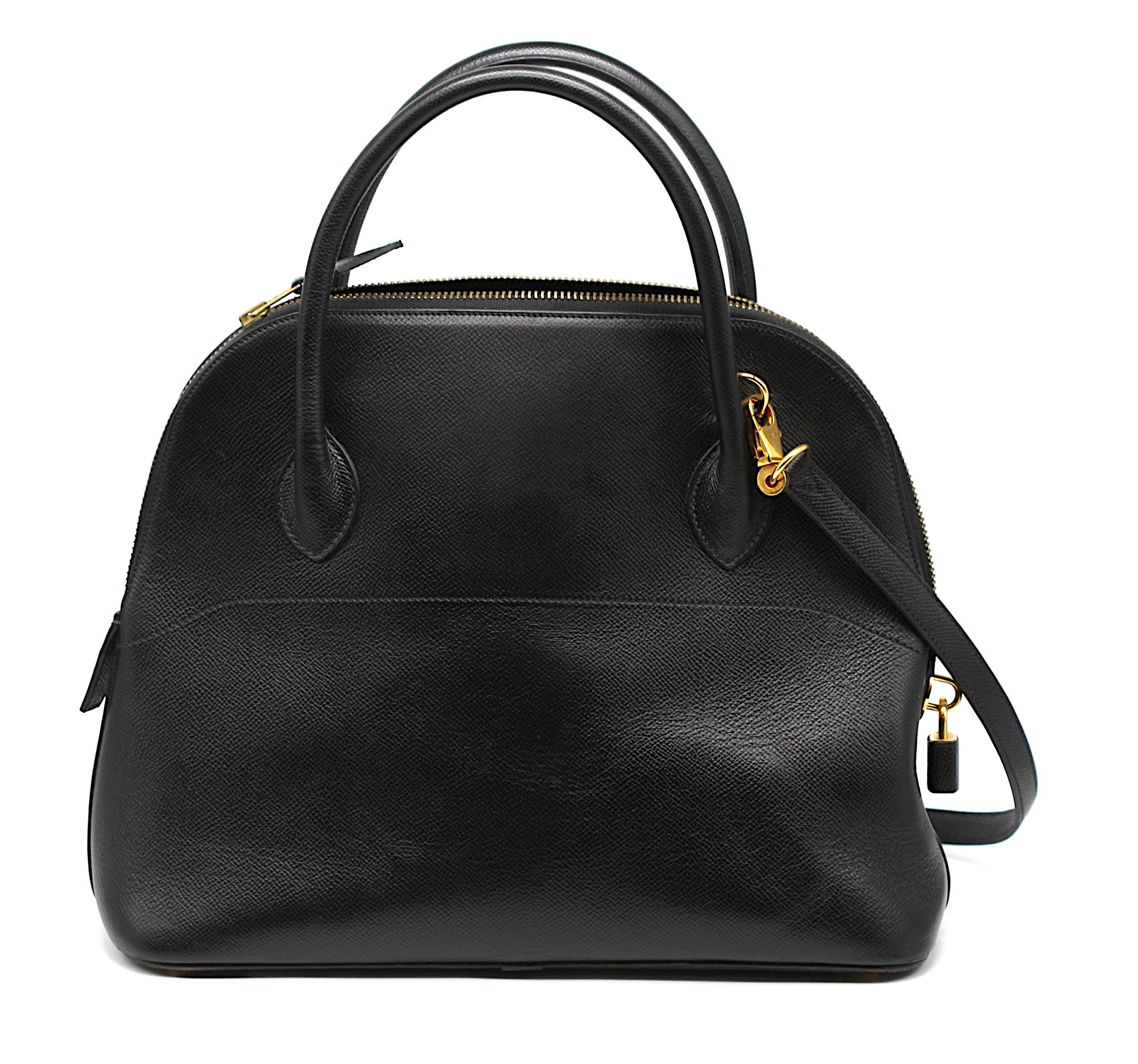 Women's or Men's Atelier J.P. Renard Black Leather Bolide Type Handbag For Sale