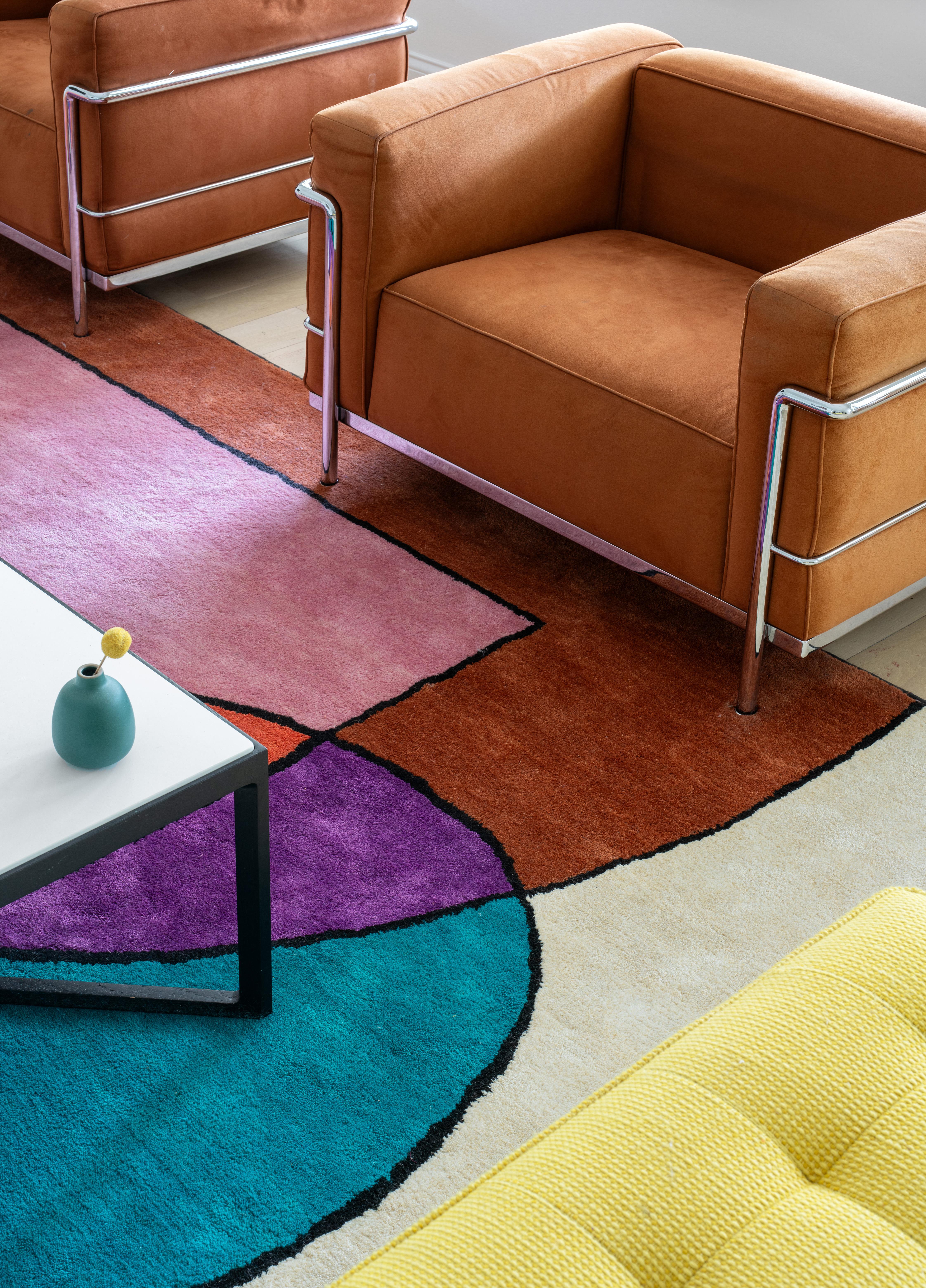 Hand-Crafted atelier LAMIS, ALMA floor art, organic modern colorful hand tufted rug For Sale