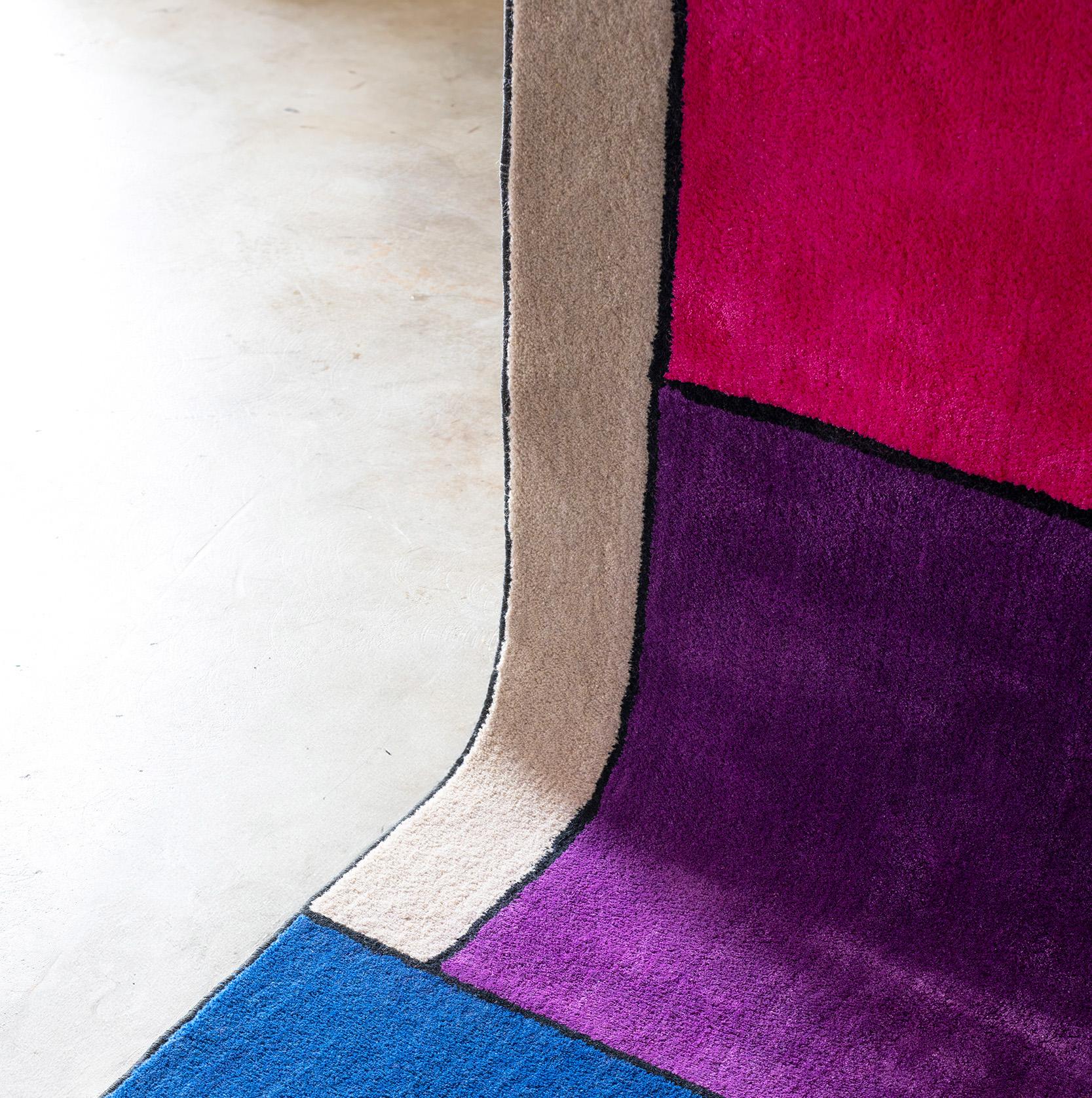 Modern atelier LAMIS, ARZU floor art, organic modern colorful hand tufted rug For Sale