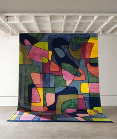 atelier LAMIS, EBRU floor art, organic modern colorful hand knotted rug