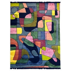 atelier LAMIS, EBRU floor art, organic modern colorful hand knotted rug