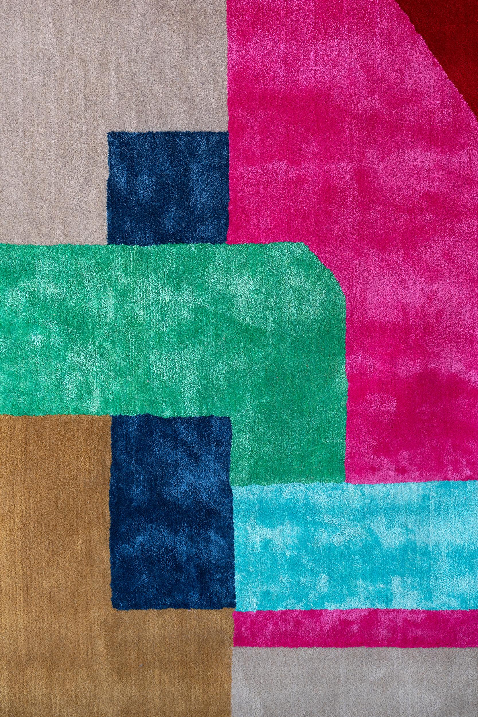 Modern atelier LAMIS, IREM floor art, organic modern colorful hand tufted rug For Sale