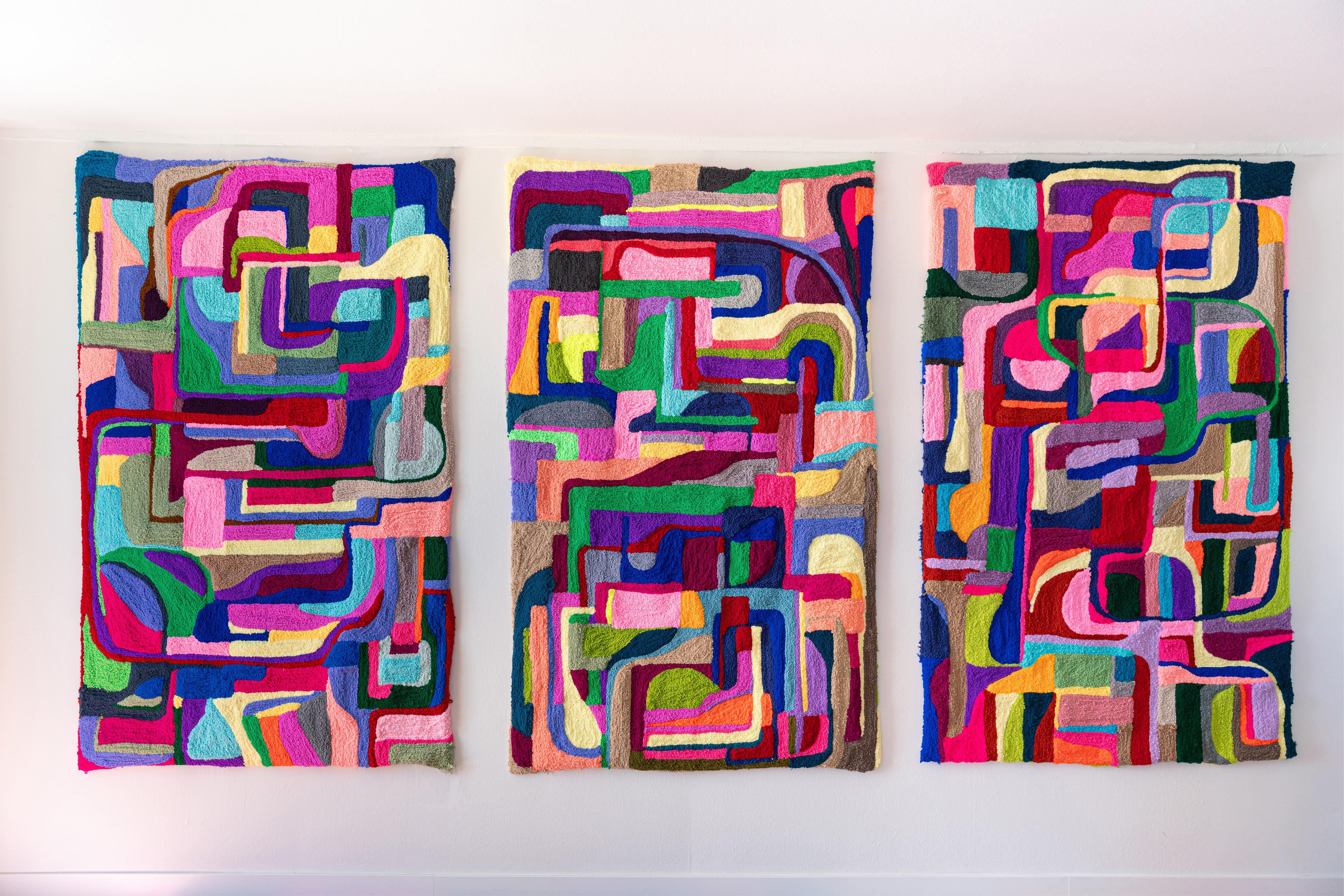 Atelier LAMIS, JAGRAT Wandkunst, organische moderne, farbenfrohe, handgetuftete Wandteppichkunst, JAGRAT (Handgefertigt) im Angebot