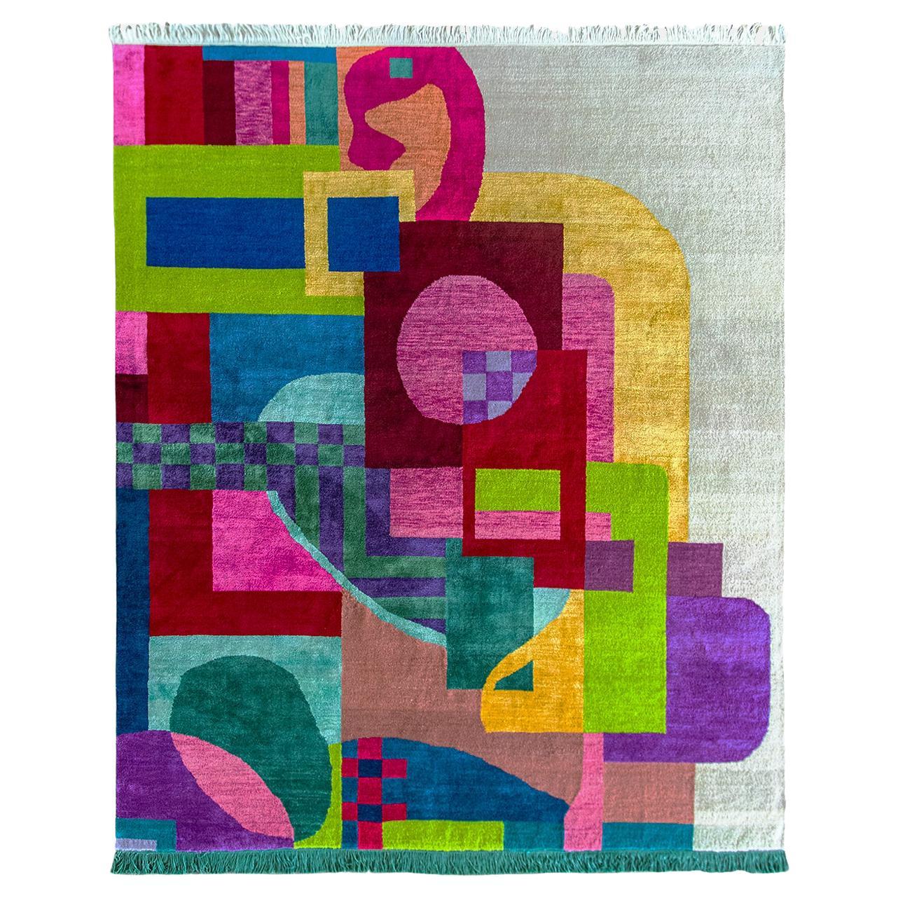 atelier LAMIS, ZINA floor art, organic modern colorful hand knotted rug
