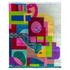 atelier LAMIS, ZINA floor art, organic modern colorful hand knotted rug
