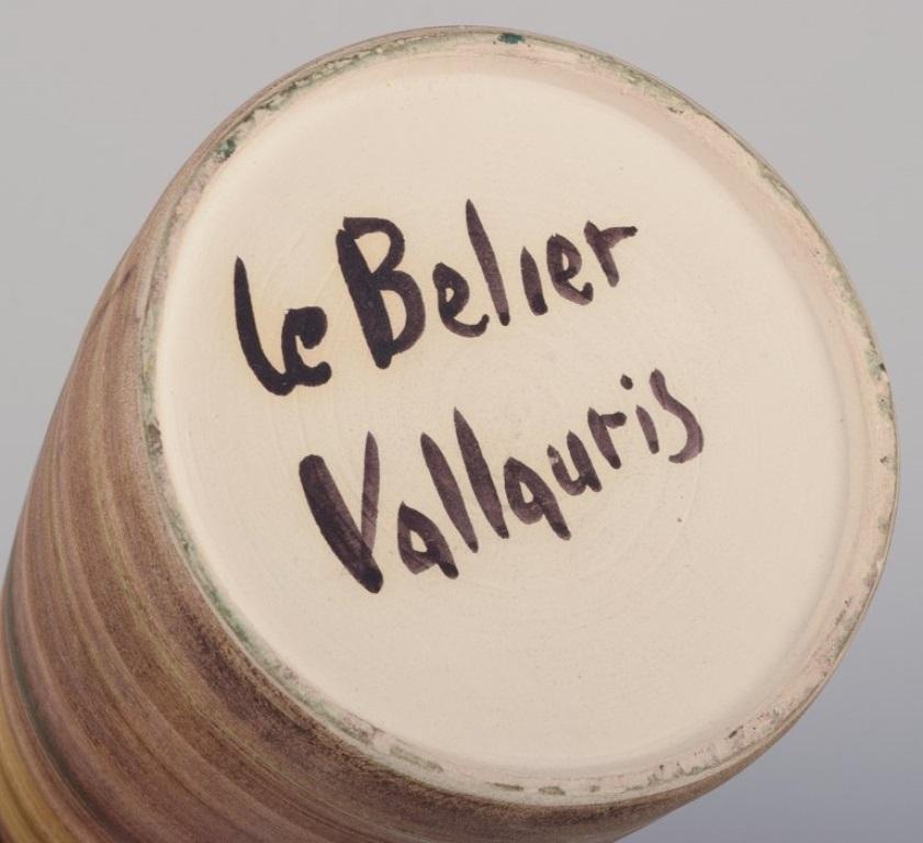 Ceramic Atelier Le Belier, Vallauris, France. Unique ceramic vase in polychrome glaze. For Sale