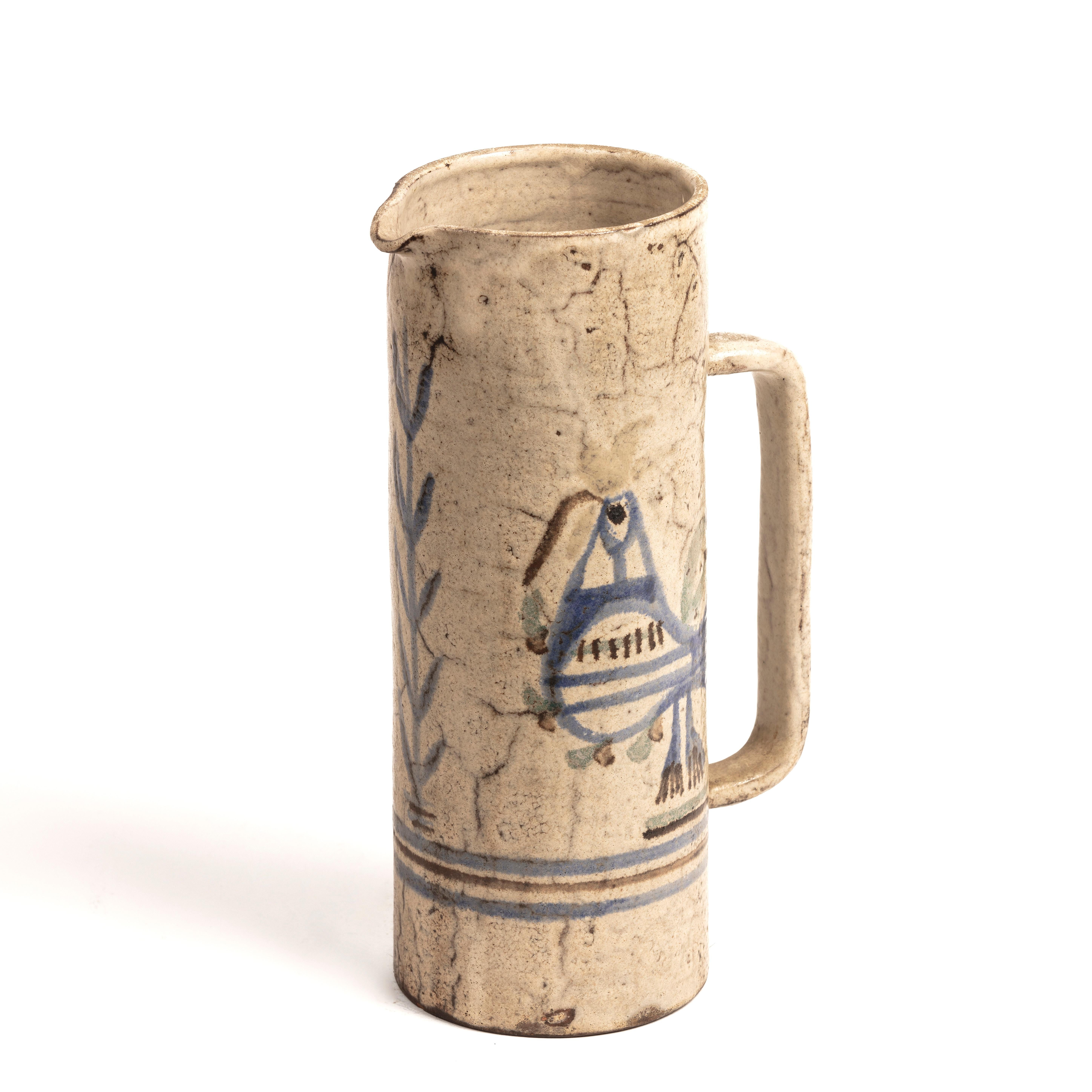 Pichet ou vase vintage en céramique de Gustave Reynaud, Studio Le Murier (circa 1960), unique marque de fabrique du style provençal. Gustave Reynaud, poterie du Studio Le Murier, céramique du milieu du siècle, Vallauris, années 1960

Le Mûrier :