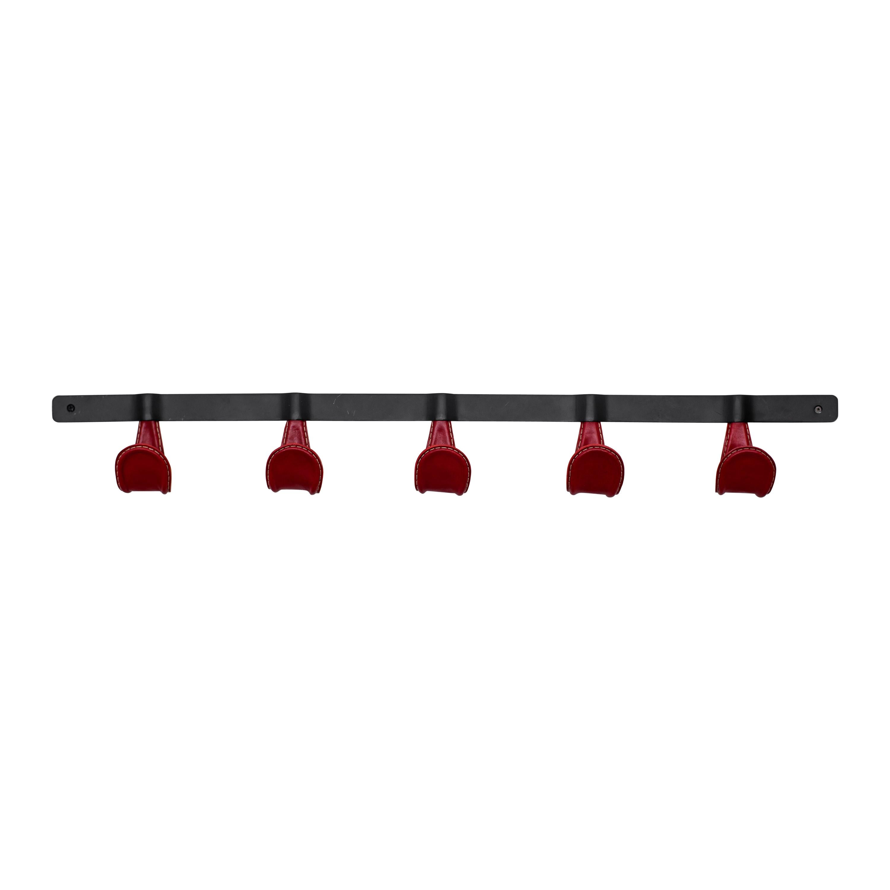 Atelier Leather and Iron Coat Rack, Red For Sale