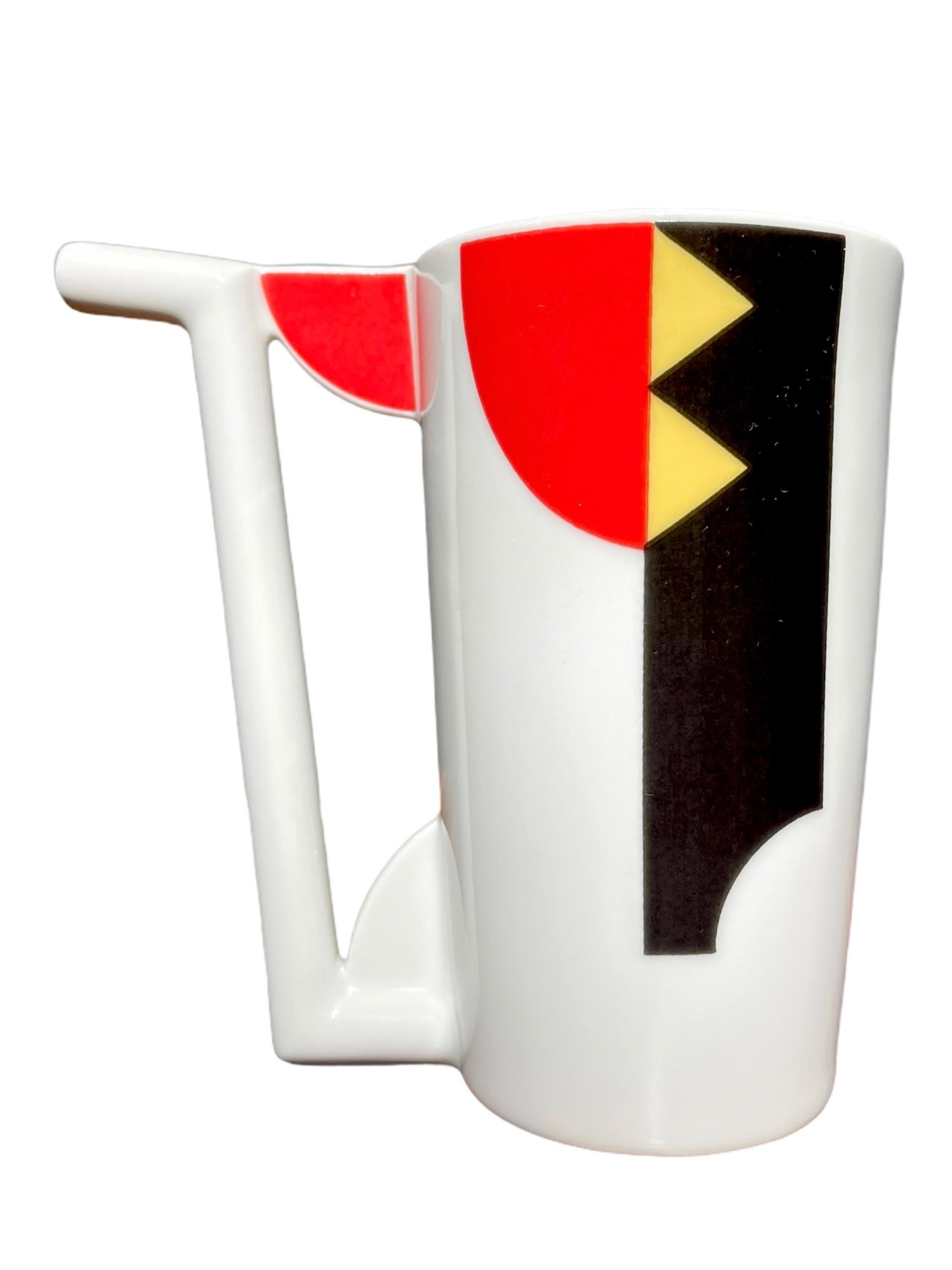 Measures: 4.5” height x 2.75 diameter x 4.5 depth

This set of Memphis Atelier Lesov De Doheme Mugs are a Memphis Milano dream! The most fun feature- straws in the handles! Two mugs of each design.

The porcelain factory in Lesov, near Karlovy