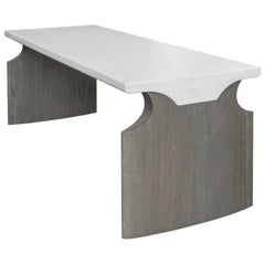 Atelier Linné Jay Table in Calacata Carved Marble and Brushed Tinted Oak