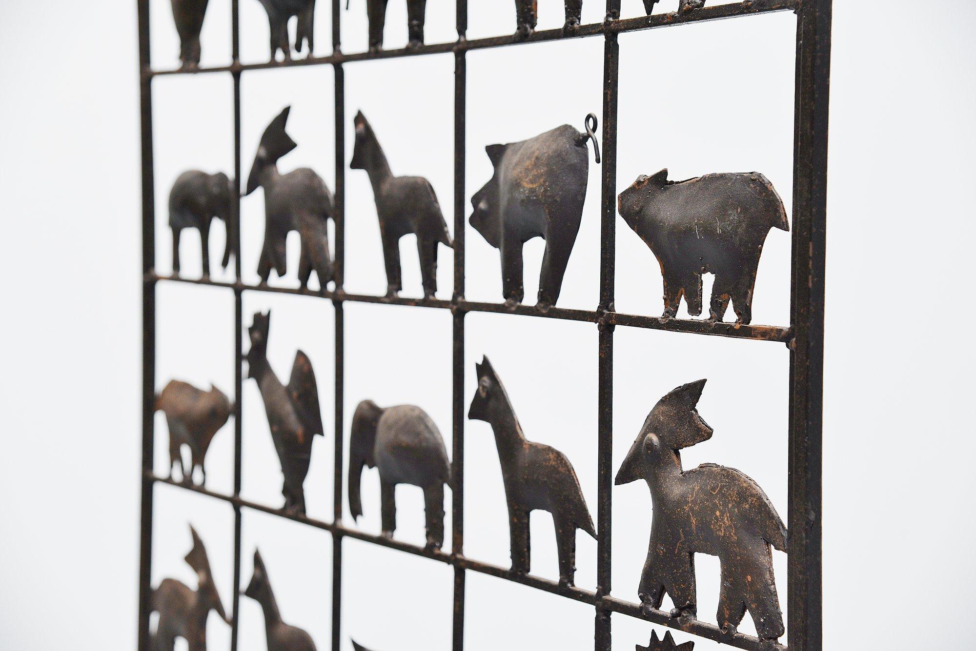 French Atelier Marolles Animal Screen Wrought Iron, France, 1955