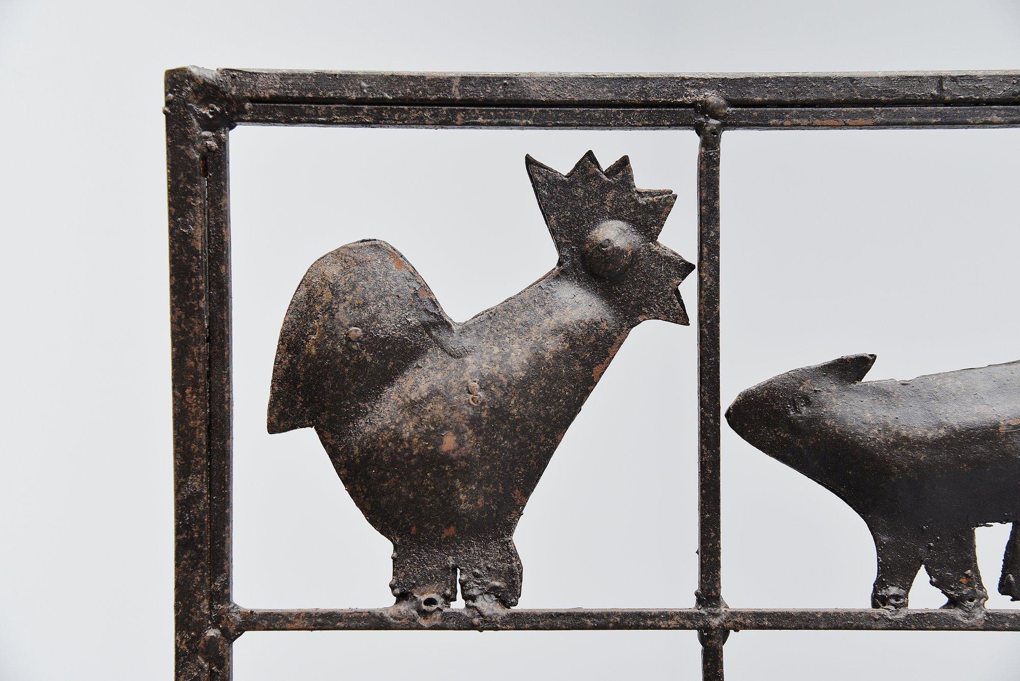 Atelier Marolles Animal Screen Wrought Iron, France, 1955 In Good Condition In Roosendaal, Noord Brabant