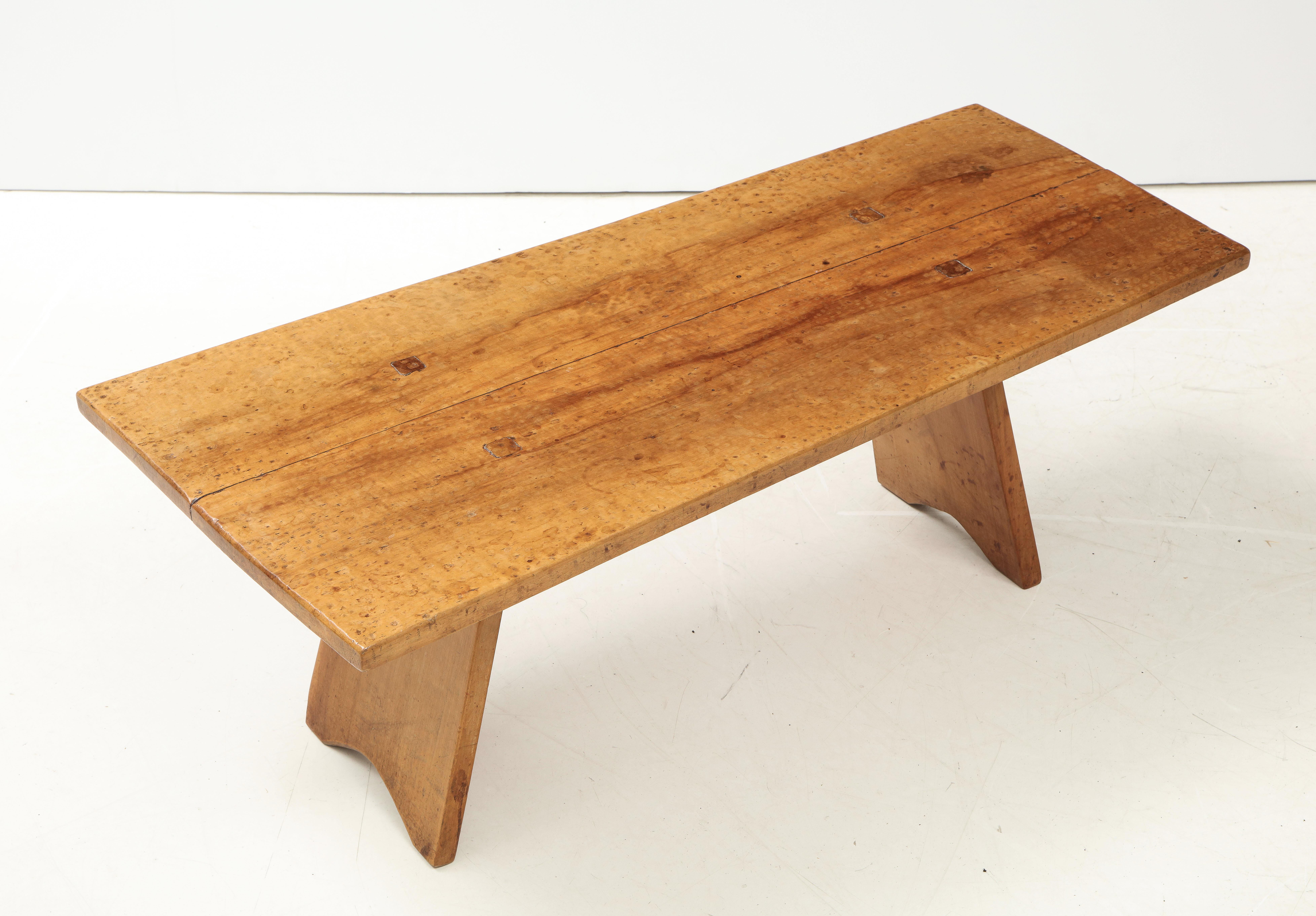 Atelier Marolles style coffee table, France, c. 1960
Walnut, hand-carved top

Measures: H 14.25, W 18, W2 15, L 38.5 in.
  