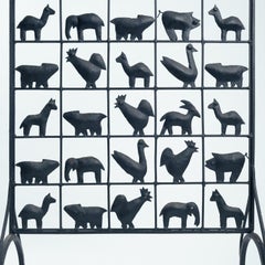 Atelier Marolles & Jean Touret room divider animals screen in wrought iron, 1950