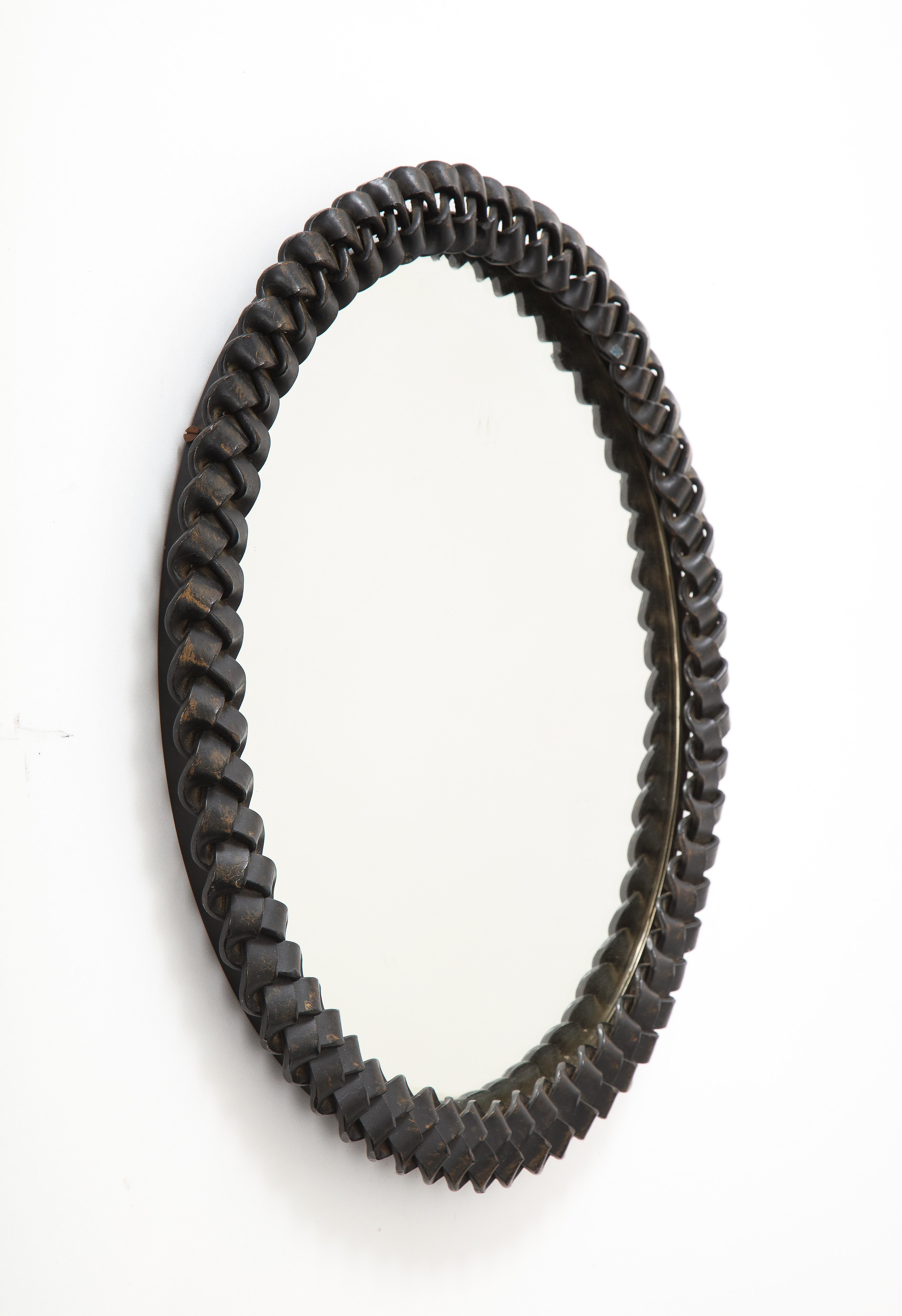 Mid-Century Modern Atelier Marolles Style Braided Iron Mirror, France, c. 1950 For Sale