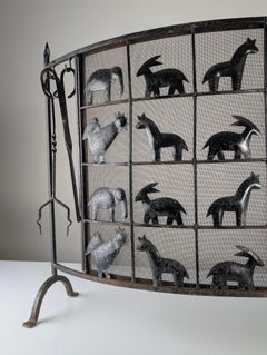 Atelier Marolles Wrought Iron Animal Fire Screen 1950s