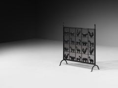 Atelier Marolles Grille de cheminée en fer forgé pour animaux années 1950
