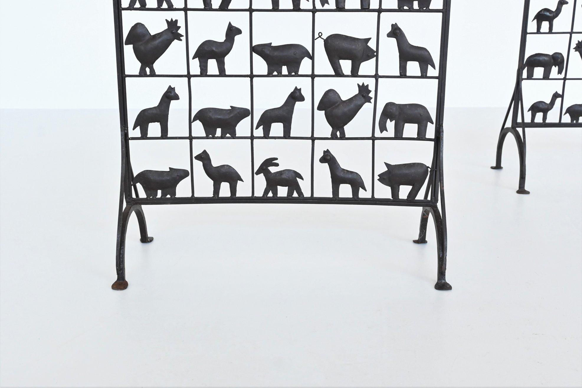 Atelier Marolles Wrought Iron Animal Screens, France, 1950 In Good Condition In Etten-Leur, NL