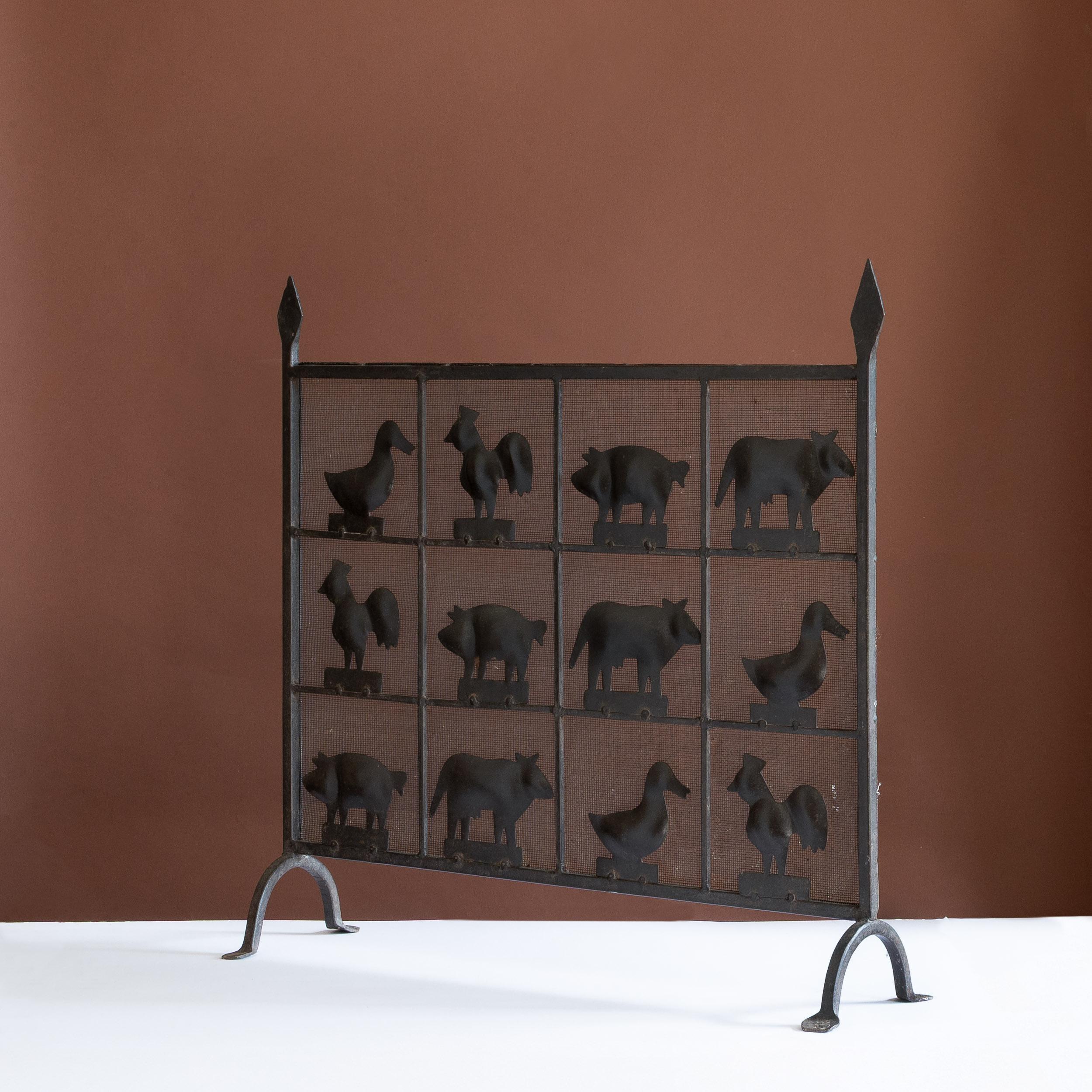 20th Century Atelier Marolles Wrought Iron Fire Screen