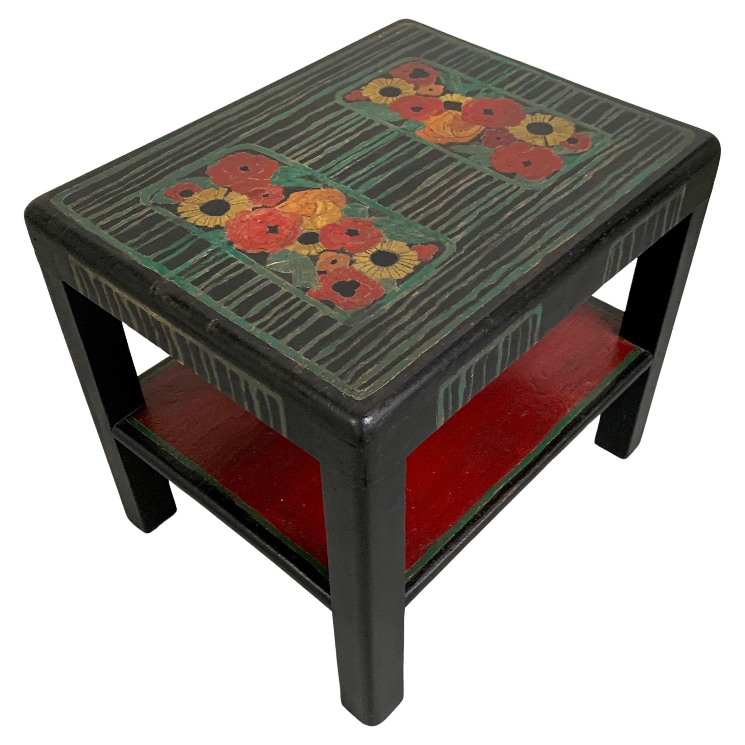 Atelier Martine Attributed Painted Wood Side Table, circa 1920, France. en vente