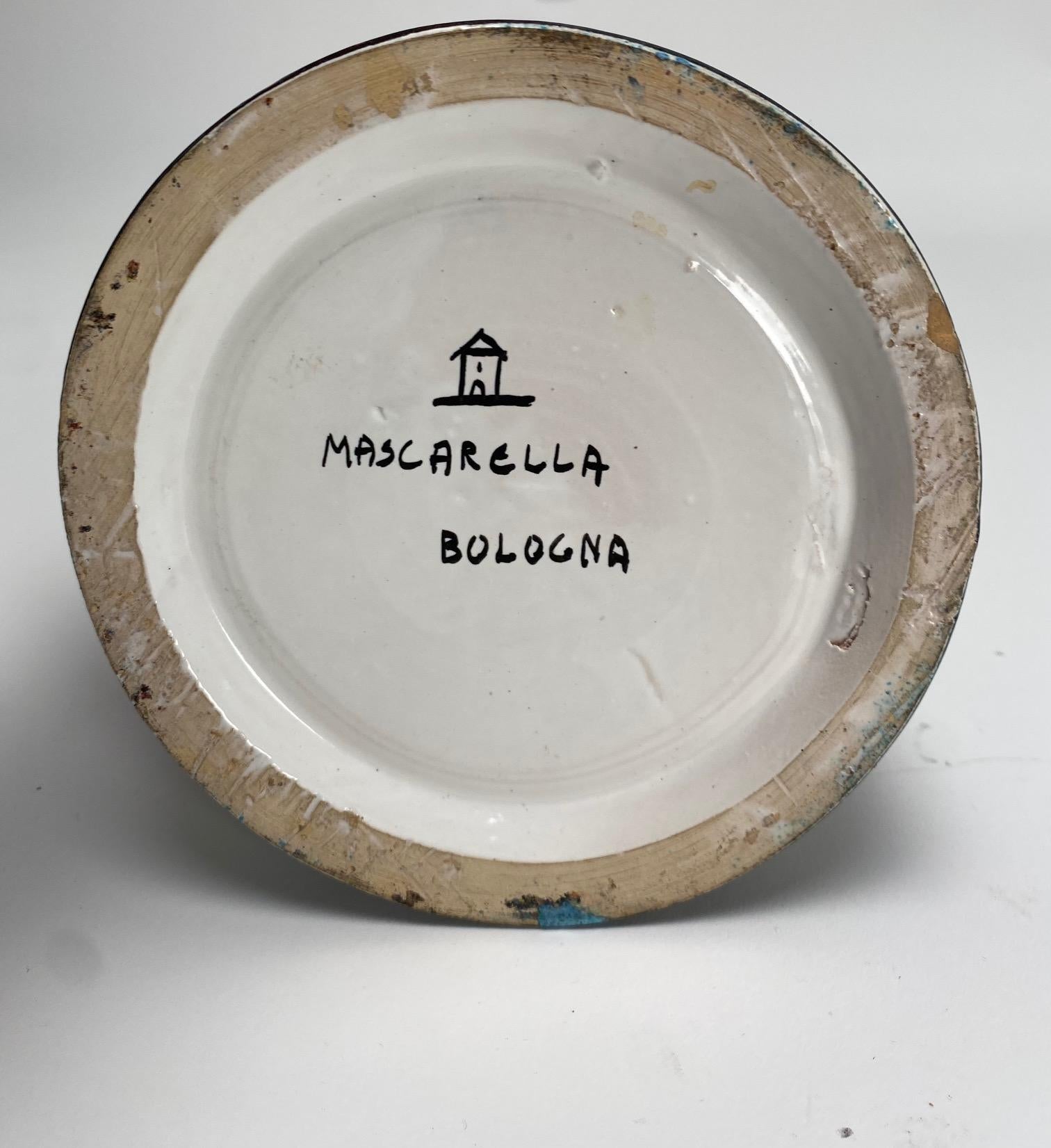 Atelier Mascarella, Large Decorated Ceramic Bottle, Italy, 1950s For Sale 1