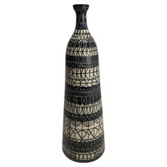 Retro Atelier Mascarella, Large Decorated Ceramic Bottle, Italy, 1950s