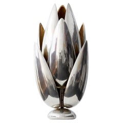 Atelier Michel Armand Nickel Plated Bronze Lotus Lamp c. 1970